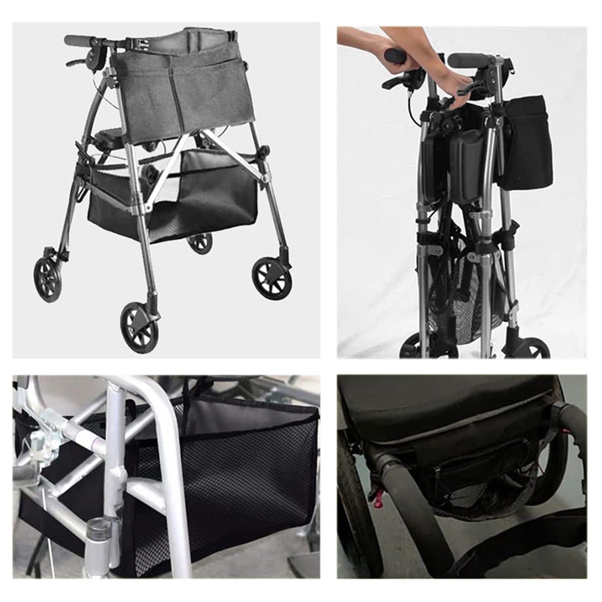 Wheelchair Bag, Rollator Seat Bag, Wheelchair Storage Bag, Side Storage Organizer, Lightweight and Heavy Duty Travel Tote, Under Seat Large Capacity Reusable Backpack Bag  2pcs