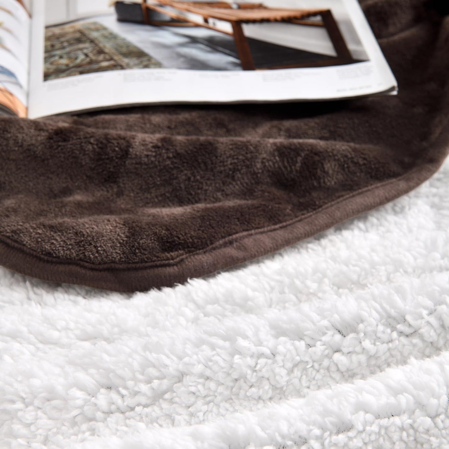 Waterproof Blanket for Bed Couch Sofa, Soft Liquid Pee Proof Pet Blanket for Dog Puppy Cat, Reversible Sherpa Fleece Furniture Protector (Brown, 47x40 inches)