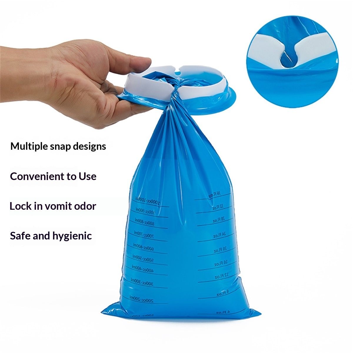 60 Pack Barf Bags Disposable, Portable  Bags, 1000ml High Density Blue, Leak Resistant Perfect for Morning Sickness, Kids, Adults, Pregnant Women, Taxis Drivers, Car Motion Sickness