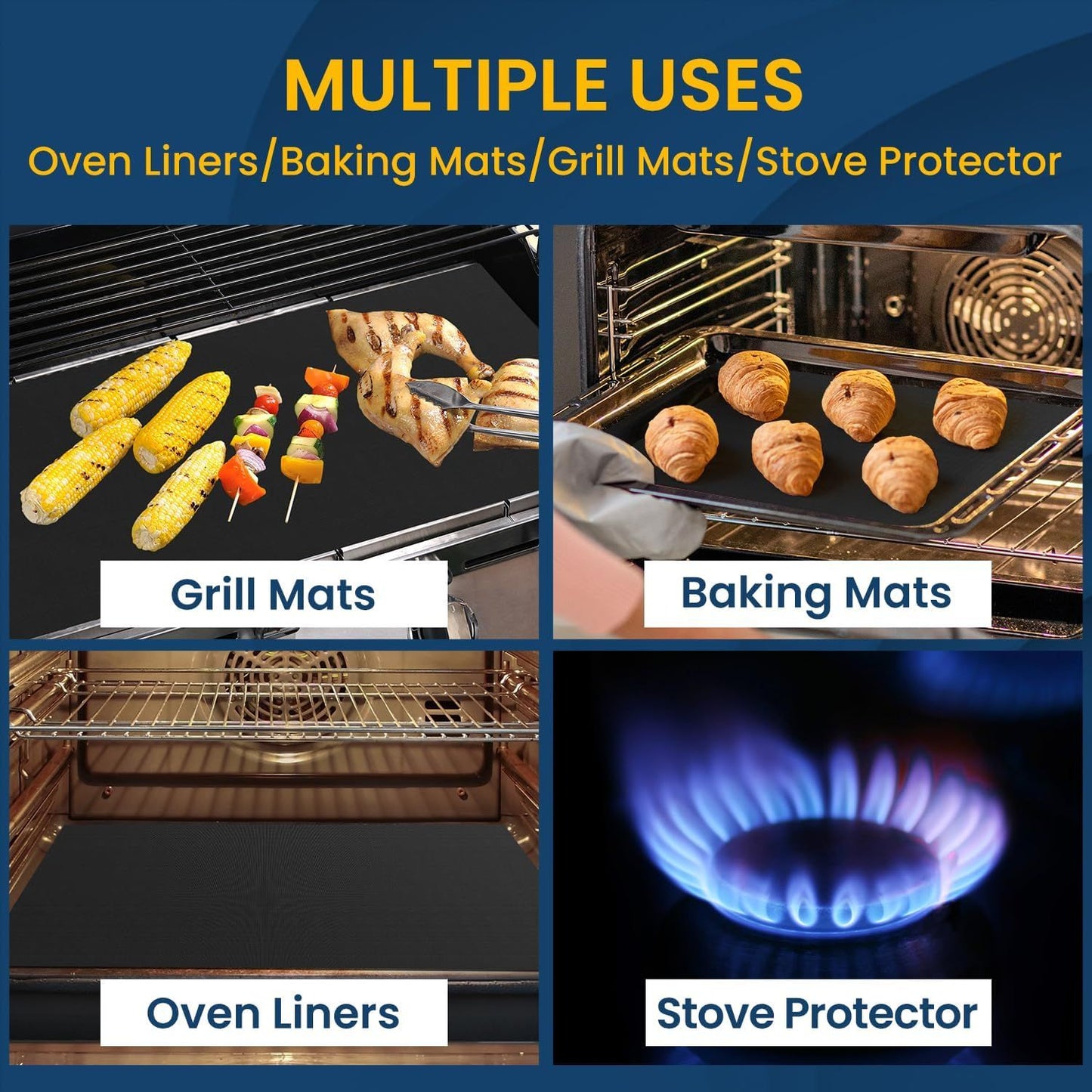 Cooks  Non-Stick Oven Protector Mat - 5 Heavy Duty Nonstick Oven Rack Liners to Protect Convection, Electric, Gas, & Microwave Ovens -   Heat Resistant Baking Mat（Only cushion）
