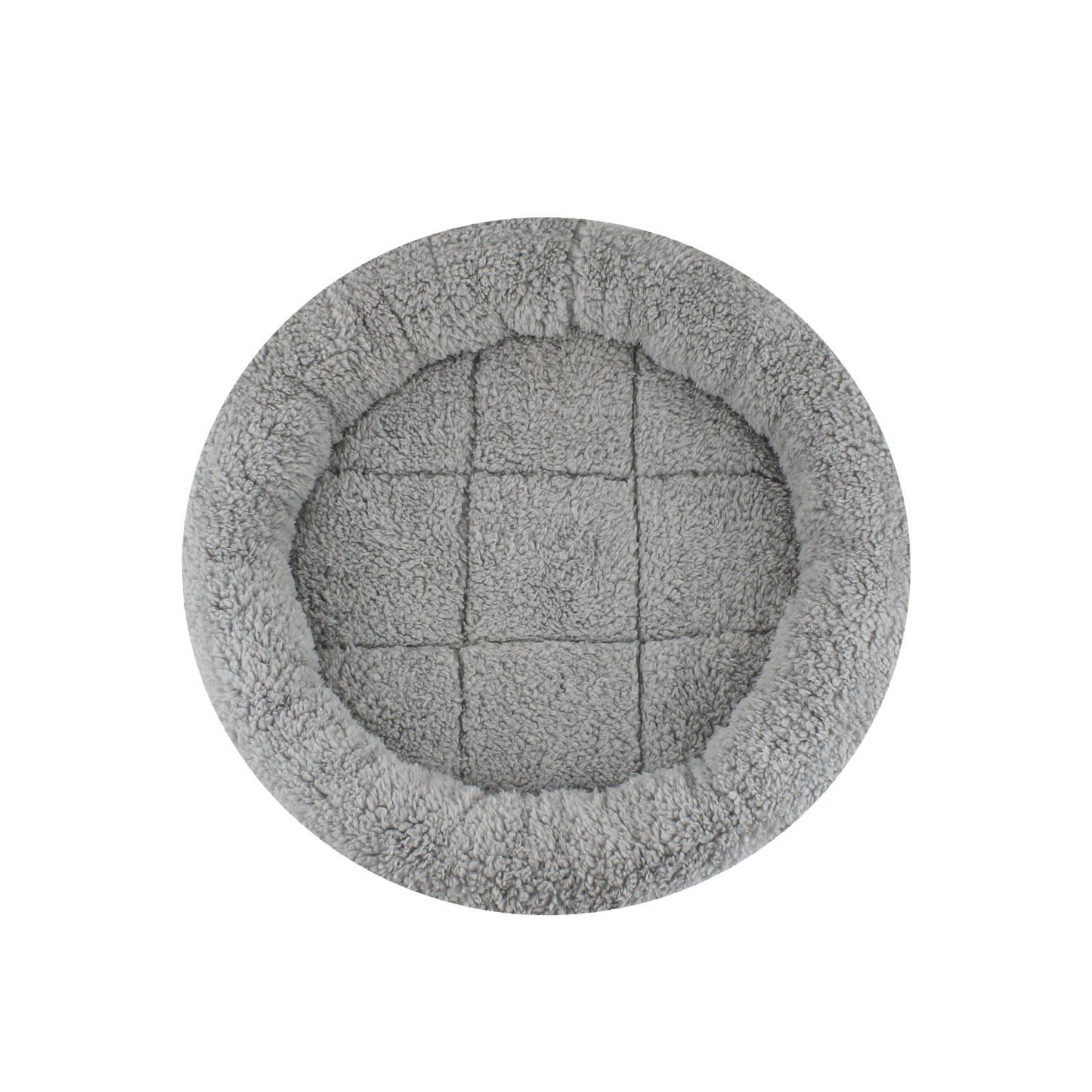 Enjoying Plush Cat Bed Mat Diameter 19.7" Round Pad with Pillow Around for Cats Dogs Relying/Curling Sleep Warm Dog Cushion for Crates, Antiskid Bottom, Large, Gray