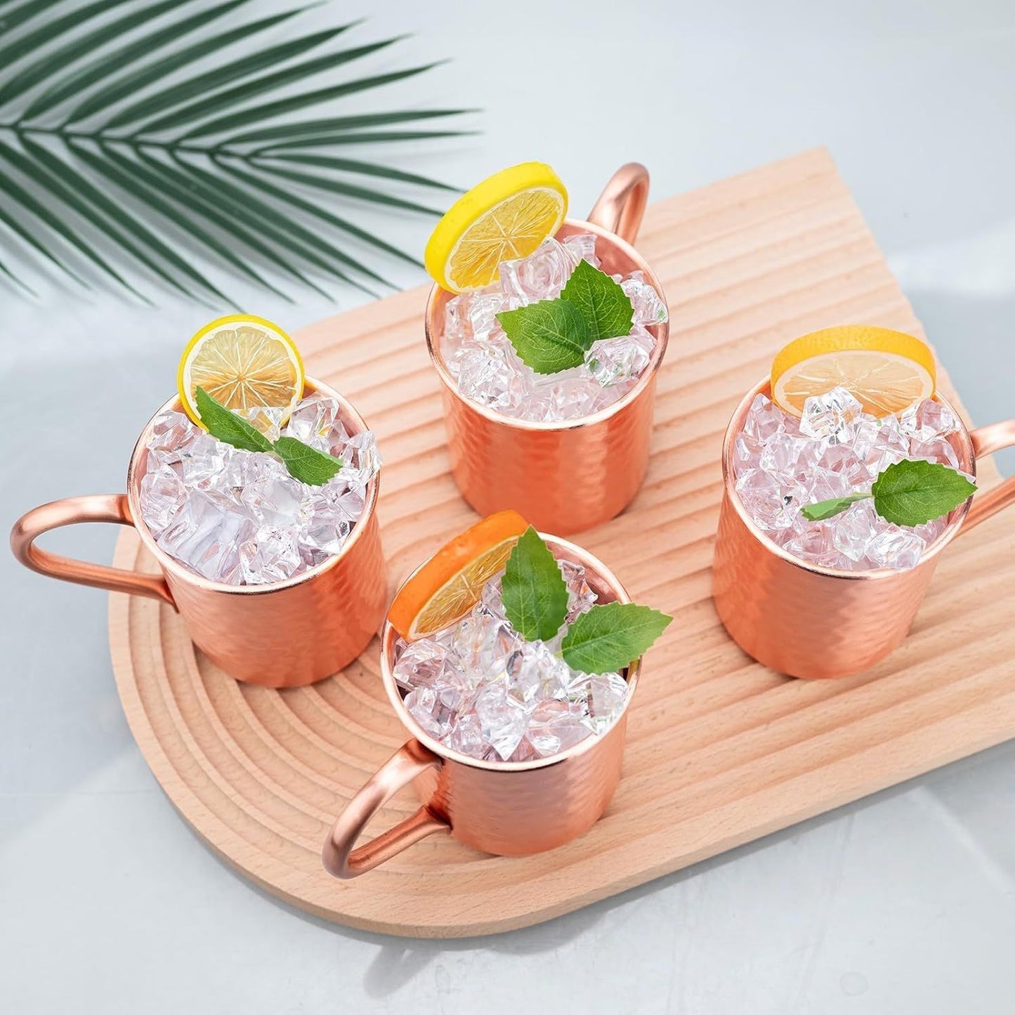 Copper  Copper Mug  Copper Interior Ideal for Health Benefits - Hand Hammered Finish - Authentic and Strong Riveited Handle - Holds 12.3oz 2pcs