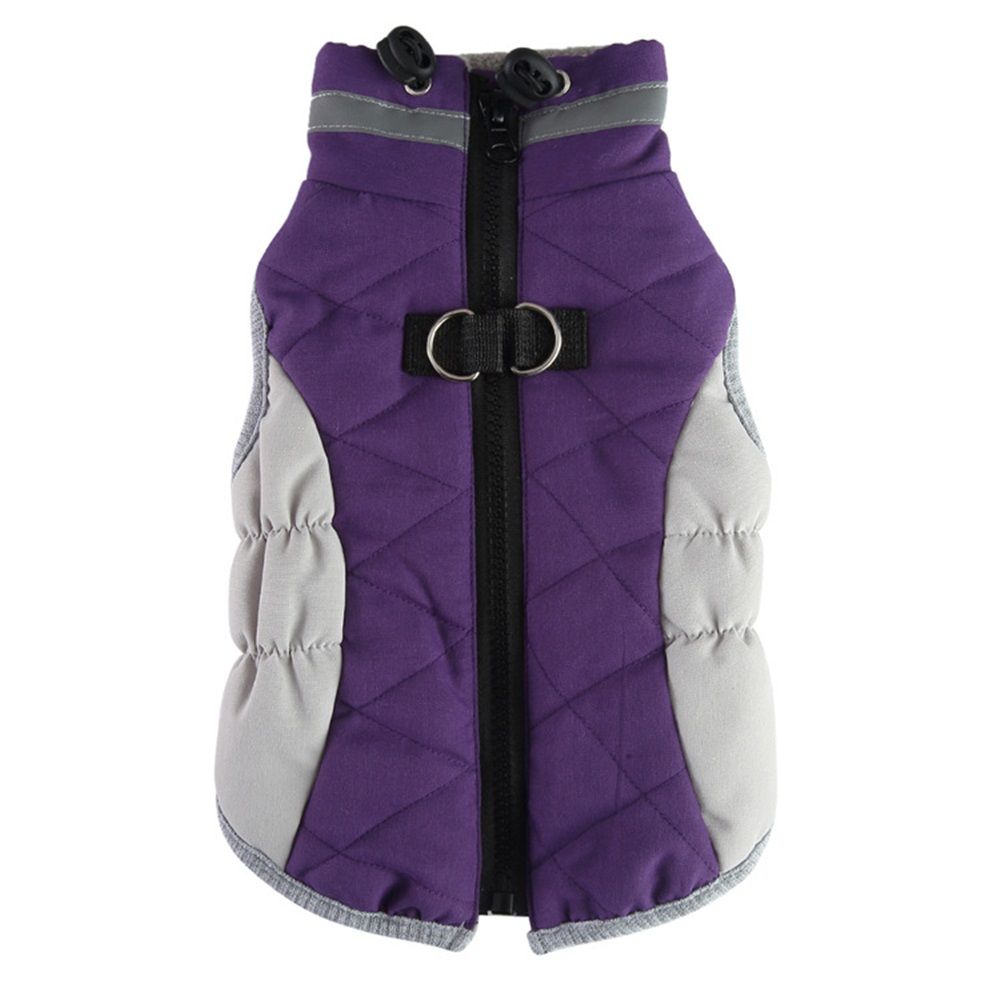 Dog Coat, Warm Dog Winter Coat, Reflective Cold Weather Dogs Puffer Jacket with Harness Built in, Waterproof Pet Fleece Vest Snowsuit for Small Medium Large Dogs, Purple XXL