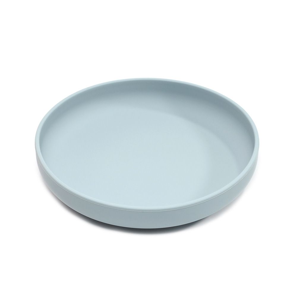 Silicone Dog Bowl Set of 2 Flat Puppy Food & Water Dish Less Mess Cat Dry Food Plates with Suction Cup Non-Tippable Feeding Bowls for Small & Medium-Sized Pets (Round Pale Blue)