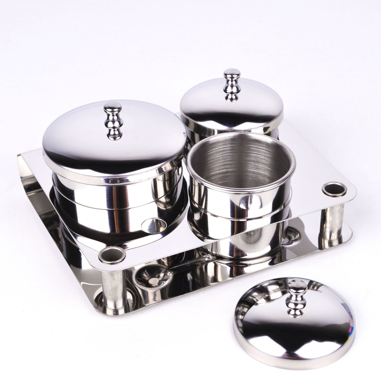 3 Pieces Nail Art Equipment Cup Bowls Stainless Steel Acrylic Liquid Powder Cup Stainless Steel Nail Powder Holder Container with Lids for Nail Art Tools
