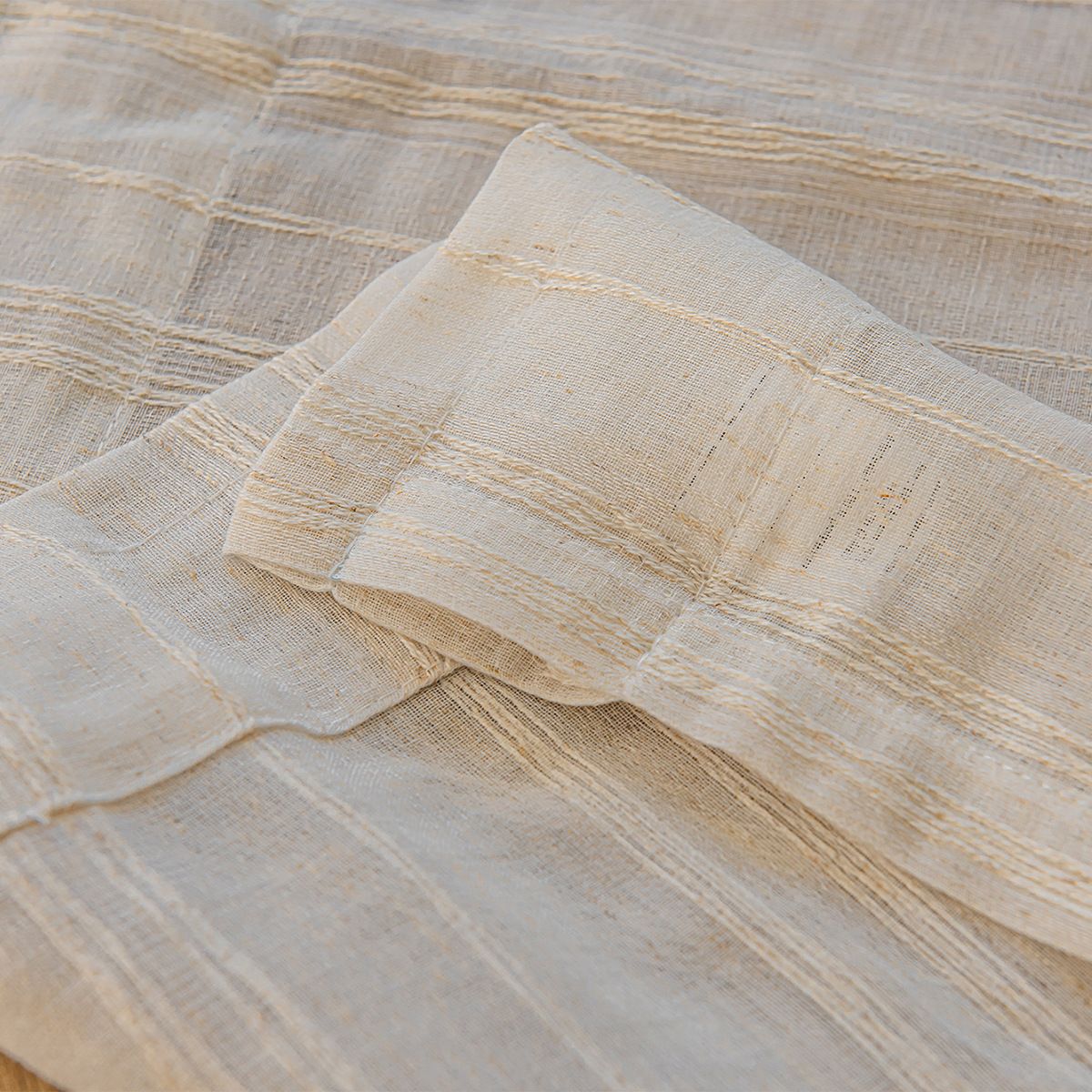 Deeprove Boho Textured Valance Tier, Neutral Bohemian Farmhouse Chic Kitchen Closet Textured Burlap with Tassels, Window Treatment Small Linen Stripe Curtain Wall Decor, 1 Panel 57" W x 24" L