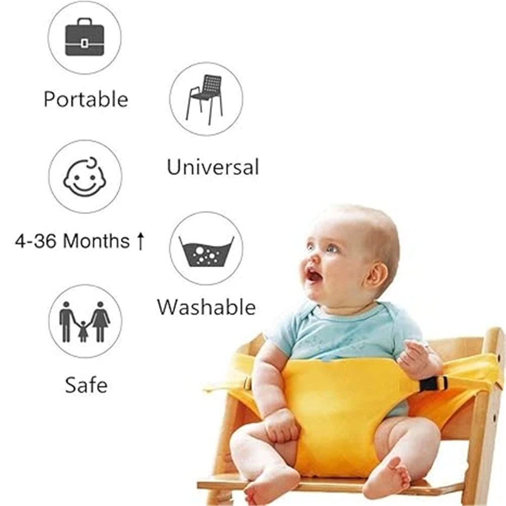 Harness Seat for High Chair Baby Feeding Safety Seat with Strap, Toddler Booster Harness Belt Portable Dining Seat Strap for Travel Home Restaurant Shopping (Yellow)