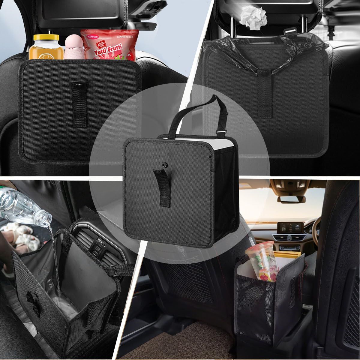 2pcs Foldable Car Trash Can, Hanging Waterproof Leakproof Trash Can Storage Bag for Car with Large Capacity, Car Interior Accessories