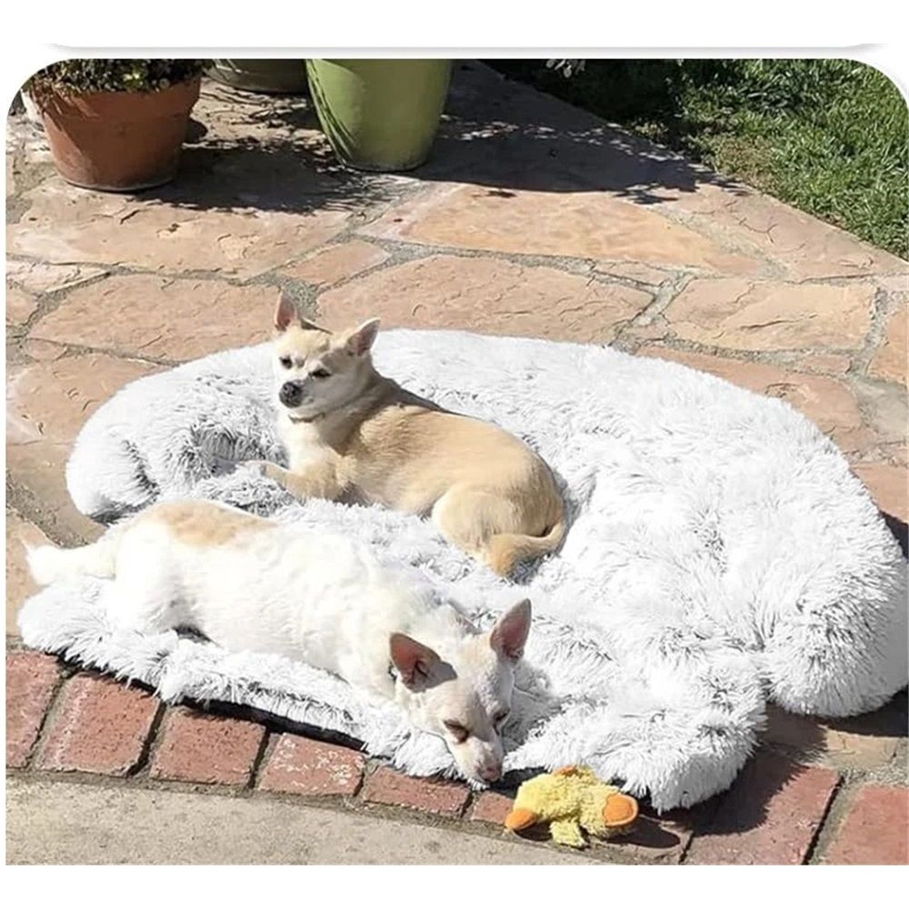 Calming Dog Bed Fluffy Plush Dog Mat for Furniture Protector with Removable Washable Cover for Large Medium Small Dogs and Cats (S Light Grey)
