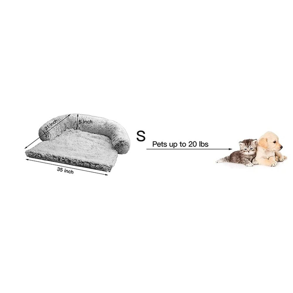 Calming Dog Bed Fluffy Plush Dog Mat for Furniture Protector with Removable Washable Cover for Large Medium Small Dogs and Cats (S Light Grey)