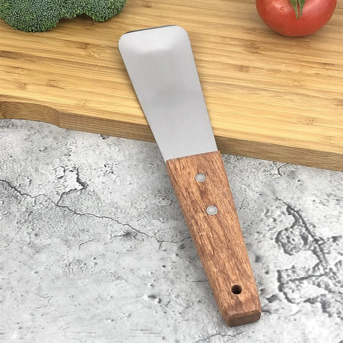 Stainless Steel Ice Cream Scoop with Ergonomic Wooden Handle for Scooping Hard Frozen Gelato Sorbet and Dessert Preparation