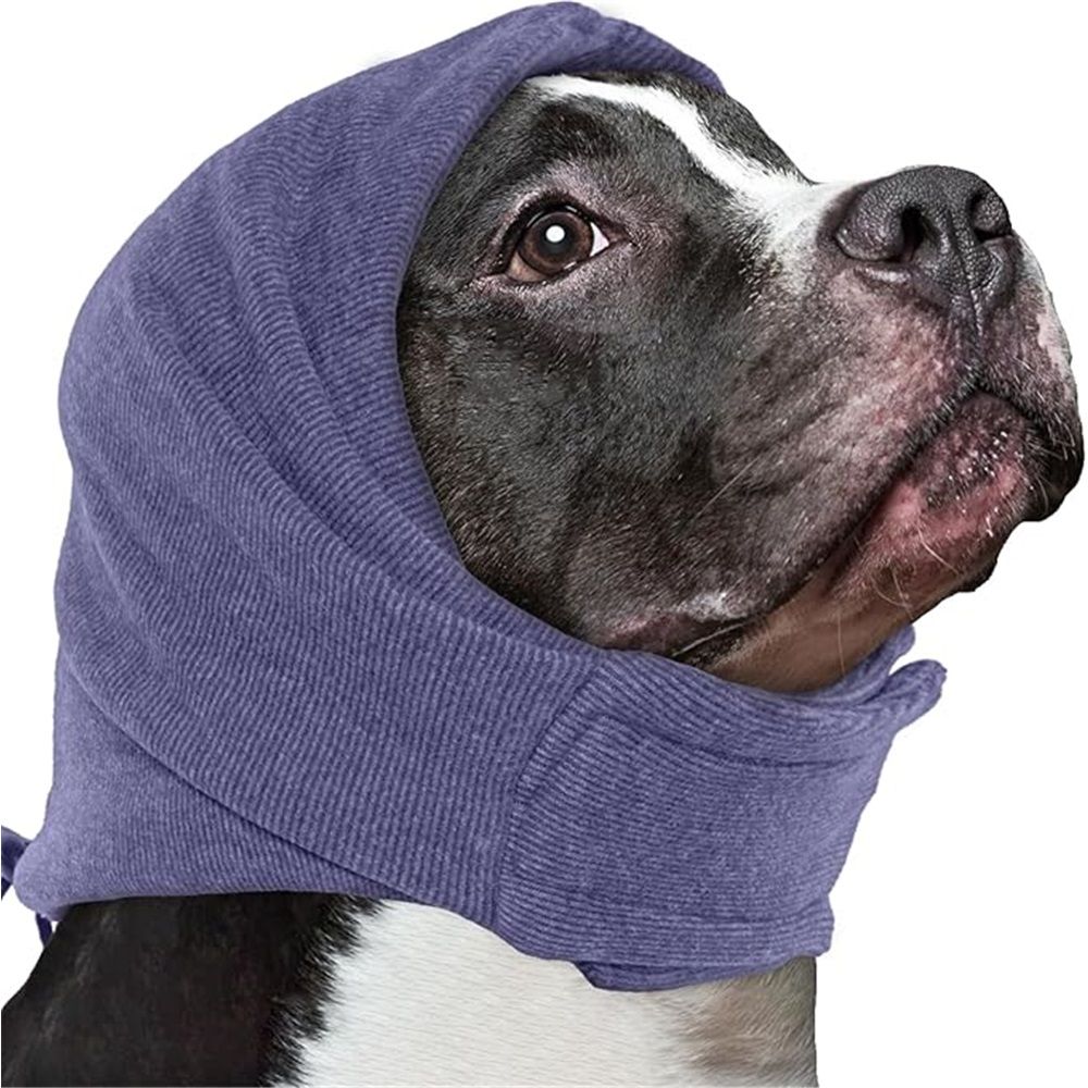Dog Calming Hoodie, No Shake Ear Wraps for Dogs, Ear Protection Cover Muffs, Head Warp for Anxiety Relief, Noise Reduction, Hematoma, Grooming and Force Drying Protector,（lavender）