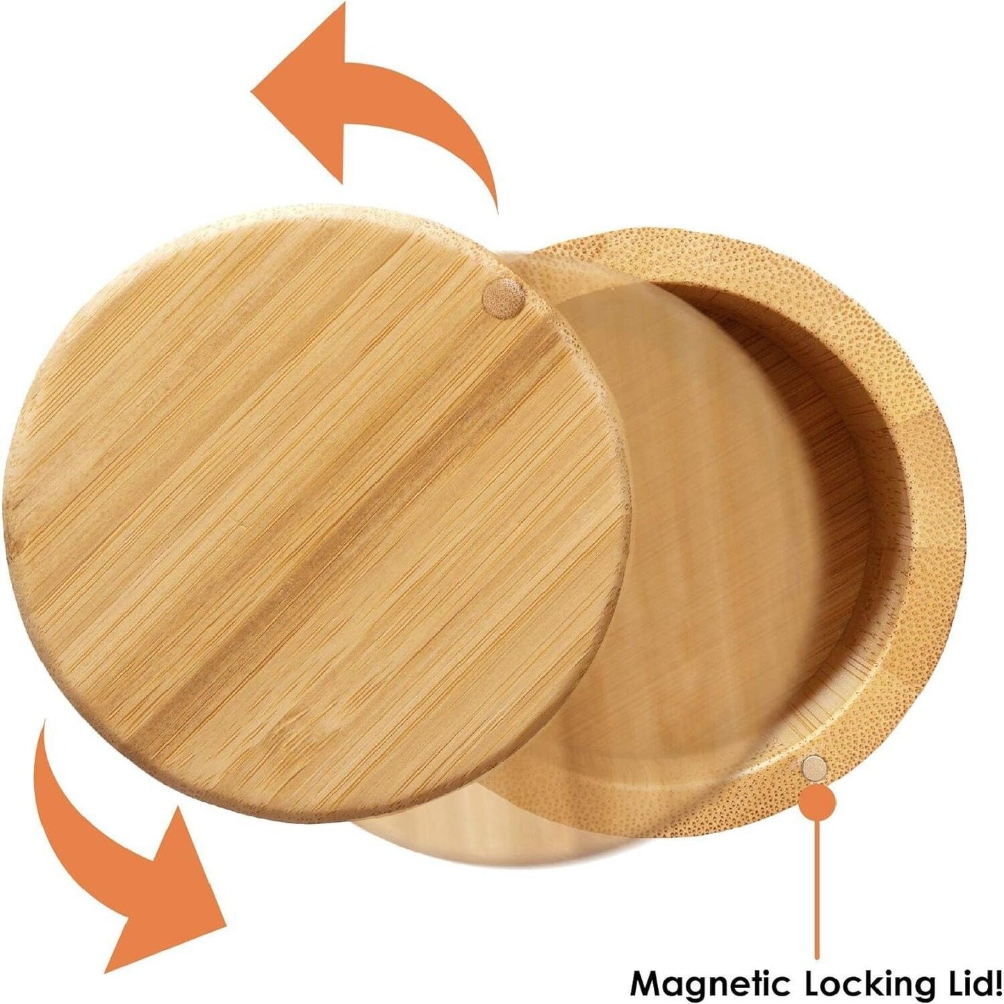 All bamboo salt pond bamboo storage box with magnetic rotating lid, seasoning box, household seasoning container