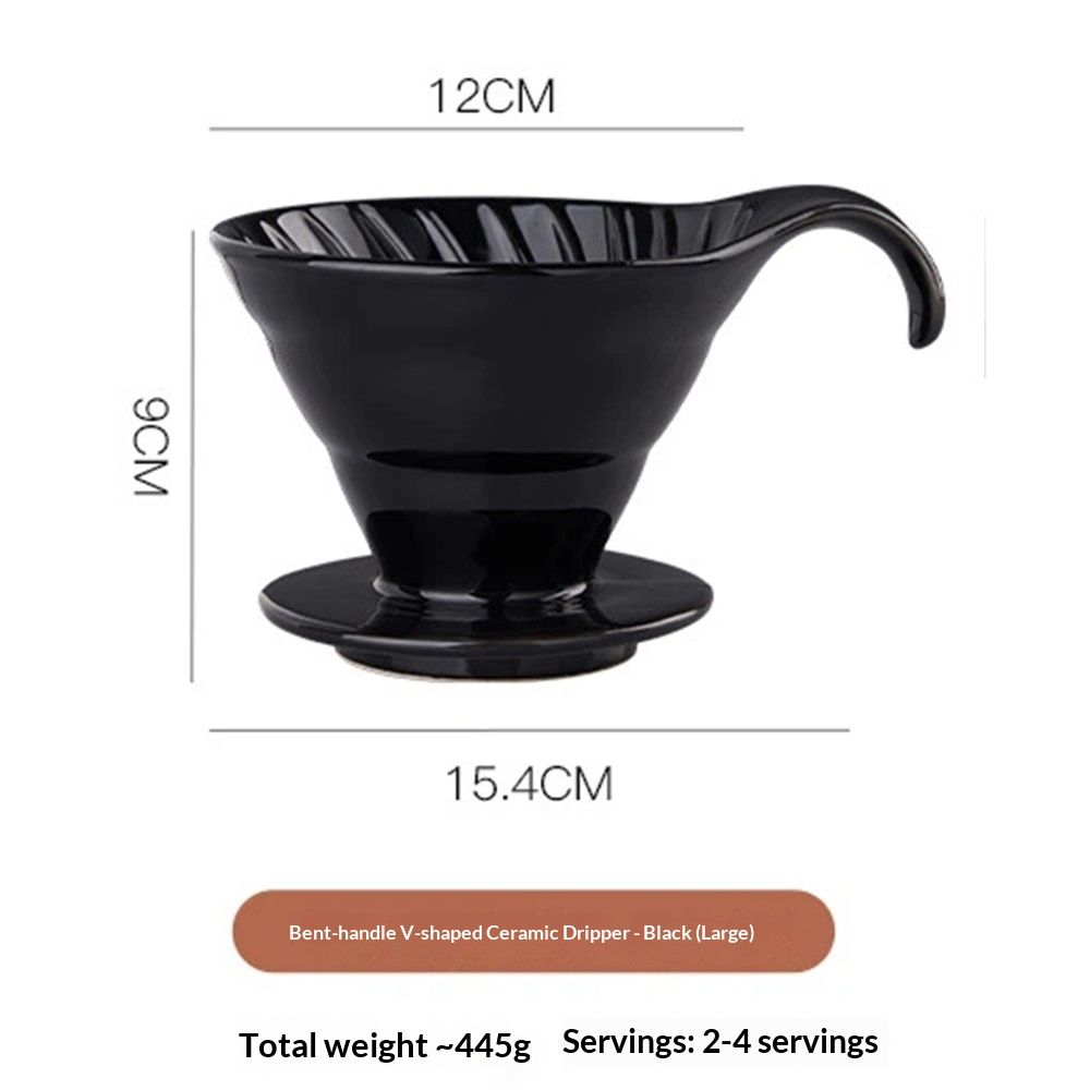 Pour Over Coffee Maker, Single Cup Coffee Dripper, Manual Porcelain Slow Brewing Accessories for Travel, Camping, Office, Home, Cafe, Coffee Gifts (Black)
