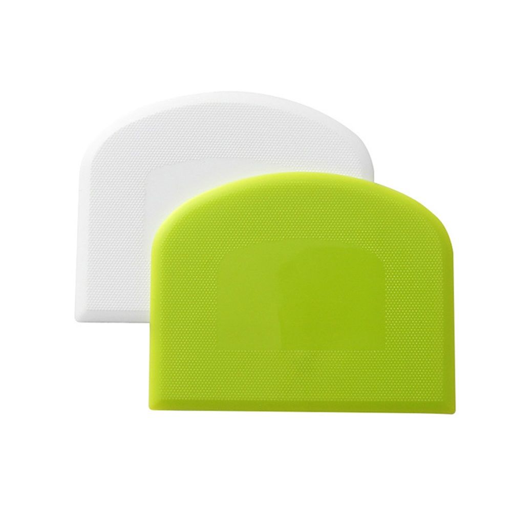 Bench scraper for baking, Bowl scraper for baking, food-safe plastic dough cutter, flexible plastic scraper, practical table scraper, multi-functional food scraper, white, green 2 pack