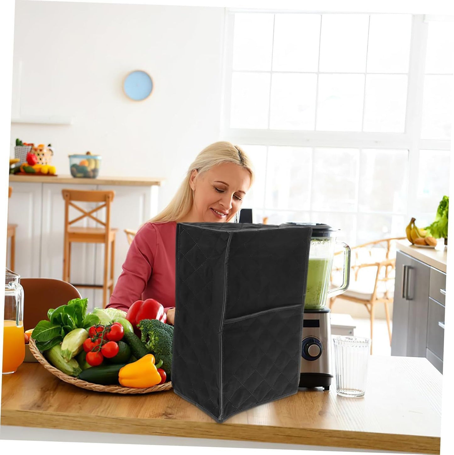 Dust Proof Stain Resistant Blender Cover for Home Kitchen Black Home intelligent fruit and vegetable juicer, blender, dust cover, kitchen appliance protective cover(Black quilted style)