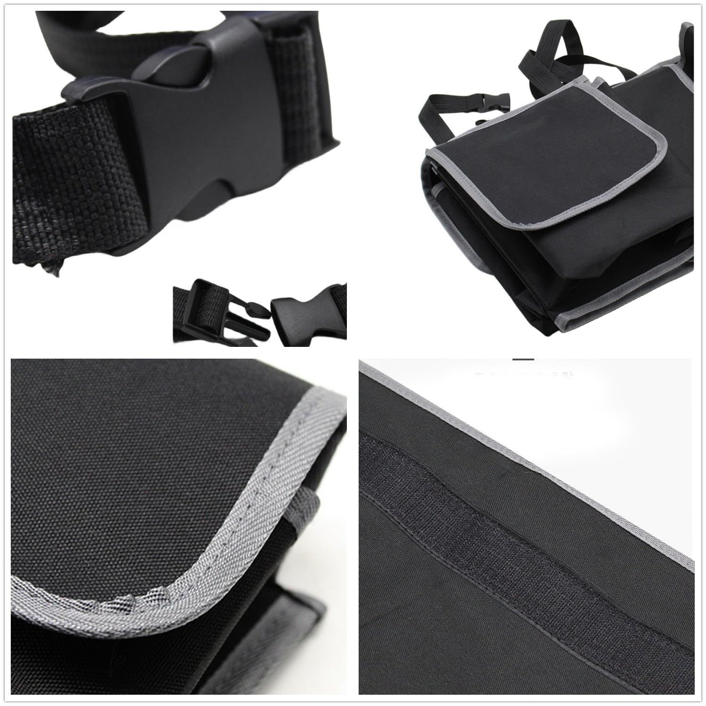 Car Trunk Organizer, Backseat Hanging Large Storage with Adjustable Straps, Waterproof Collapsible Cargo Bag with 4 Pockets, (Black)