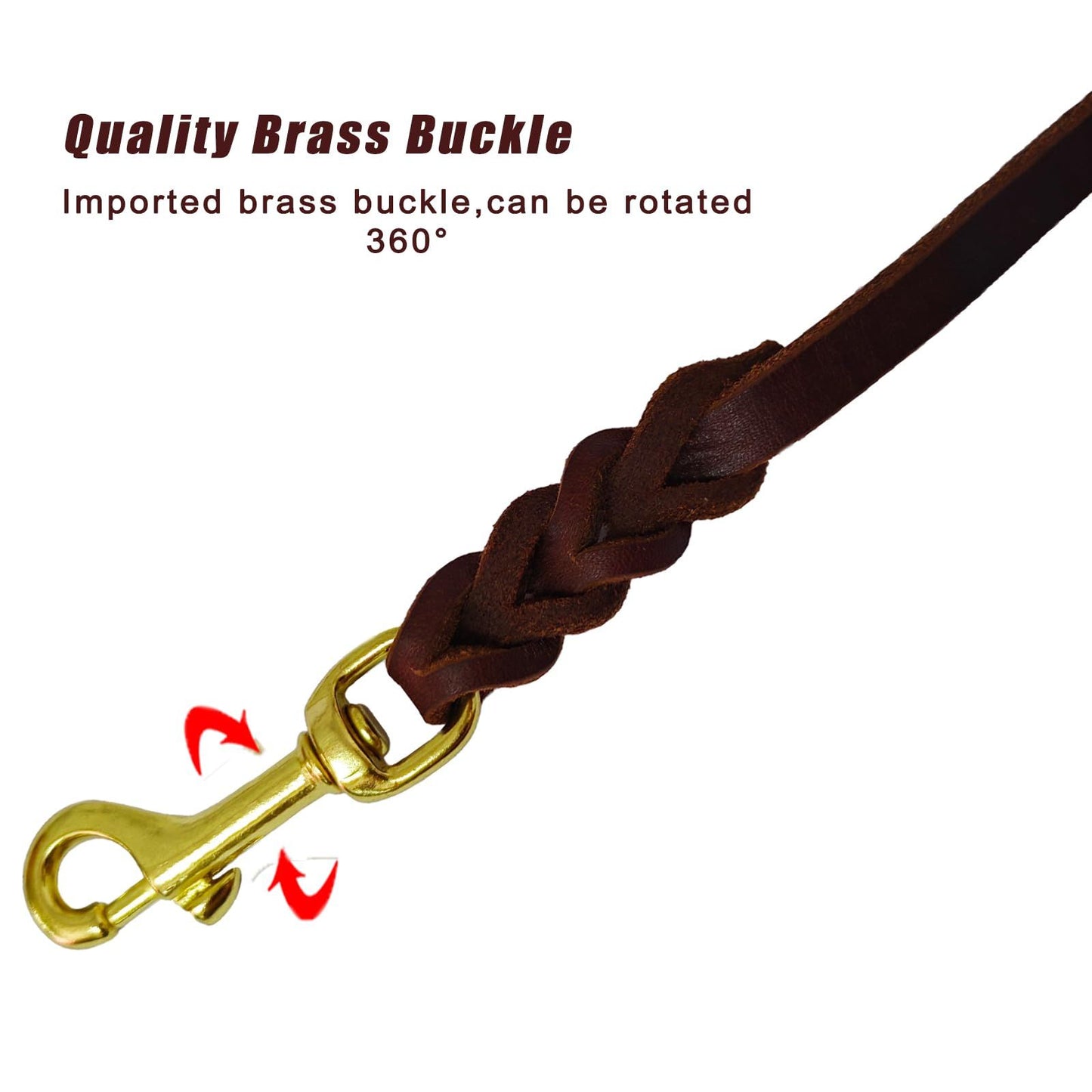 Dog Cowhide Traction Rope Head Layer Cowhide Small, Medium, and Large Dogs German Shepherd Dog Chain Genuine Leather Dog Traction Rope (red brown+copper hook 2.85M * 1.2CM)