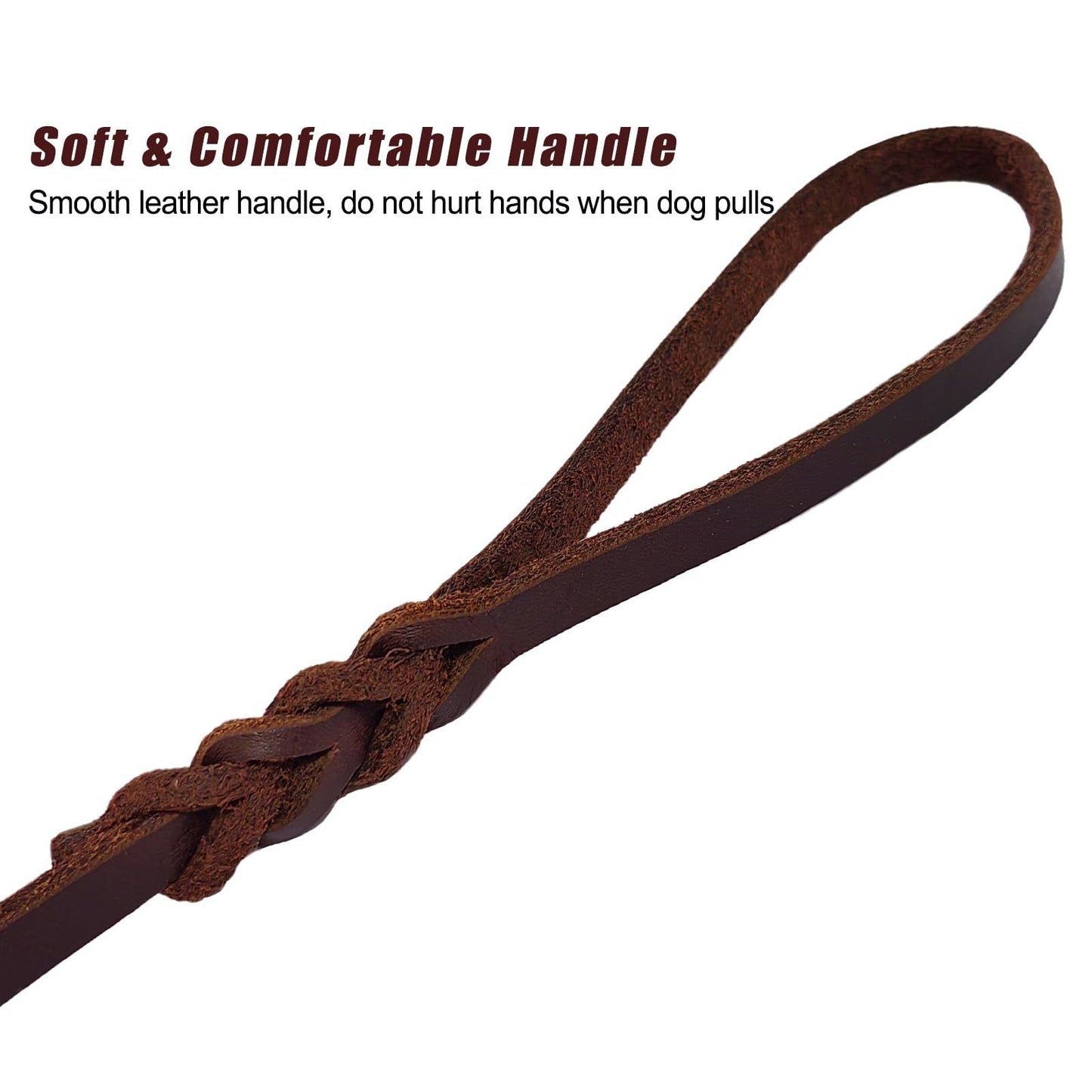 Dog Cowhide Traction Rope Head Layer Cowhide Small, Medium, and Large Dogs German Shepherd Dog Chain Genuine Leather Dog Traction Rope (red brown+copper hook 2.85M * 1.2CM)