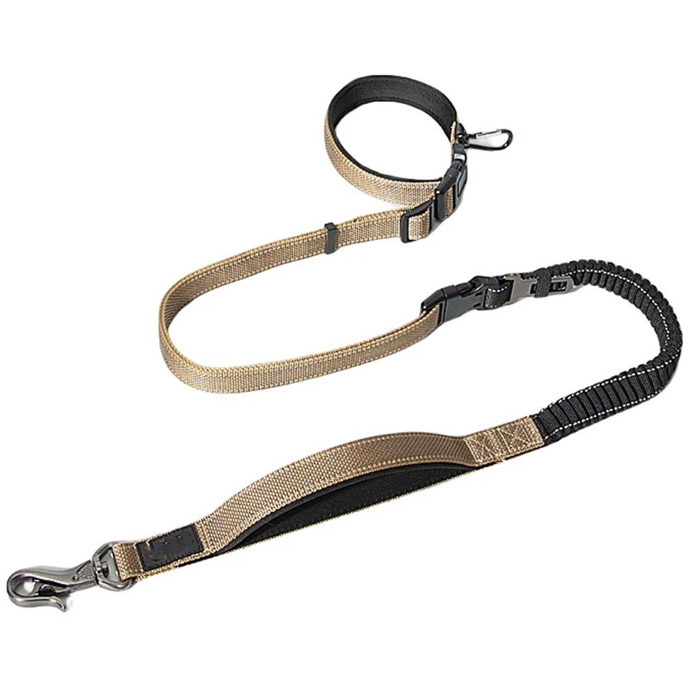 Hands Free Dog Leash for Walking Running with Safety Car Seat Belt Shock Absorbing Bungee Leash with Padded Handle(Brown)