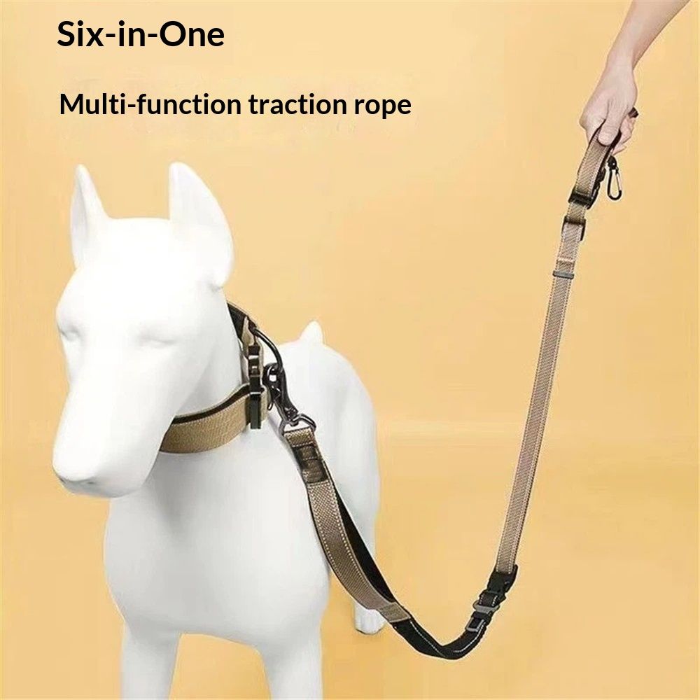 Hands Free Dog Leash for Walking Running with Safety Car Seat Belt Shock Absorbing Bungee Leash with Padded Handle(Brown)