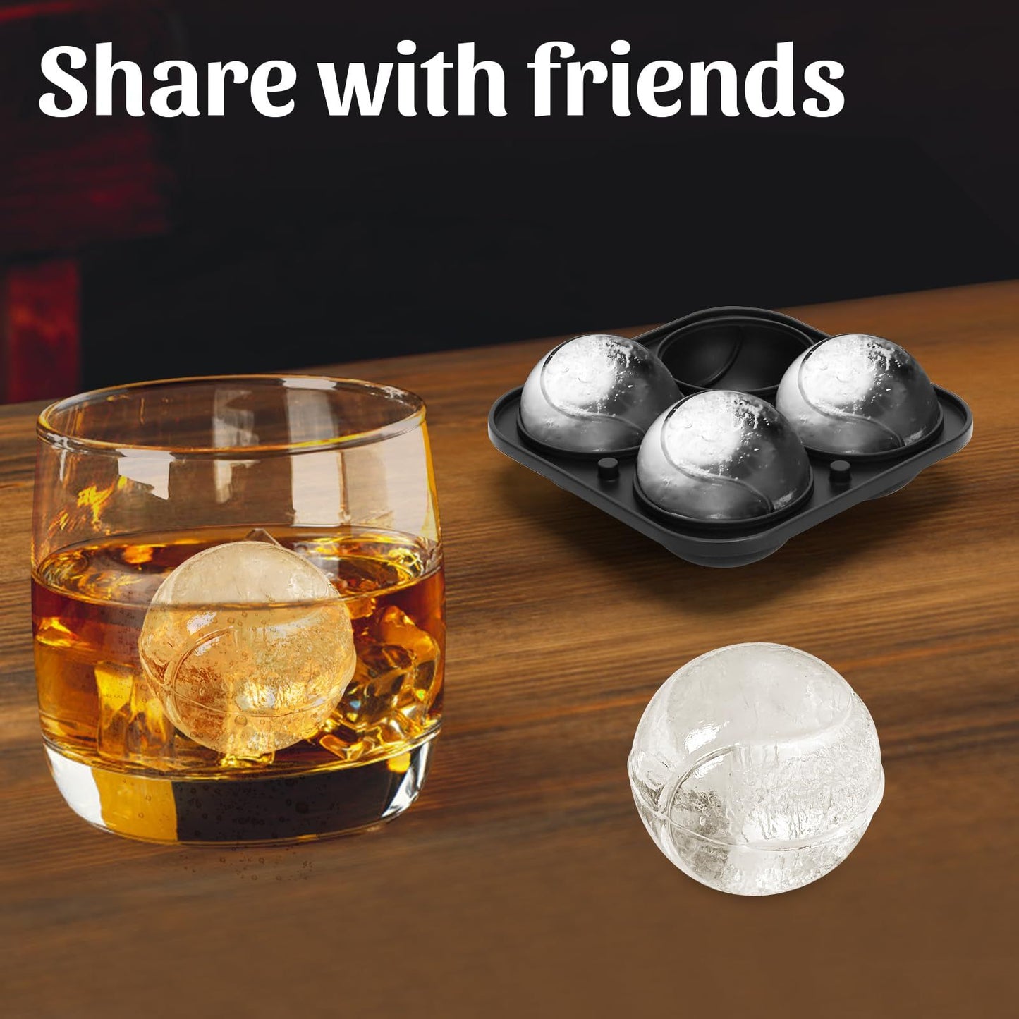 Spherical ice grid for household whiskey quick freezing ice hockey mold, easy to demold, food grade silicone ice grid（black）