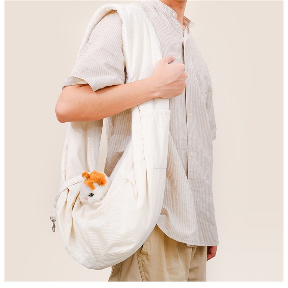 Pet Dog Sling -Puppy Carrier Sling - Adjustable Shoulder Straps Pet Bag Sling -  Dog Sling Carrier - Dog Carrying Front Pouch for Small, Medium Dogs（beige）