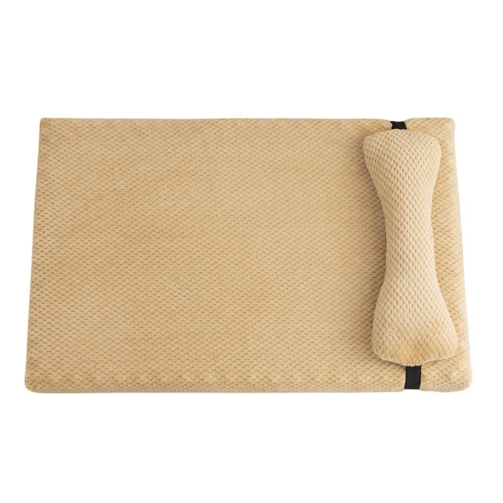 Plush Dog Bed for  Dogs, Memory Foam Dog Bed Mattress with Washable Cover, Non-Slip Pet Bed Mat Suitable for Pets Up, light brown 45X30X5CM
