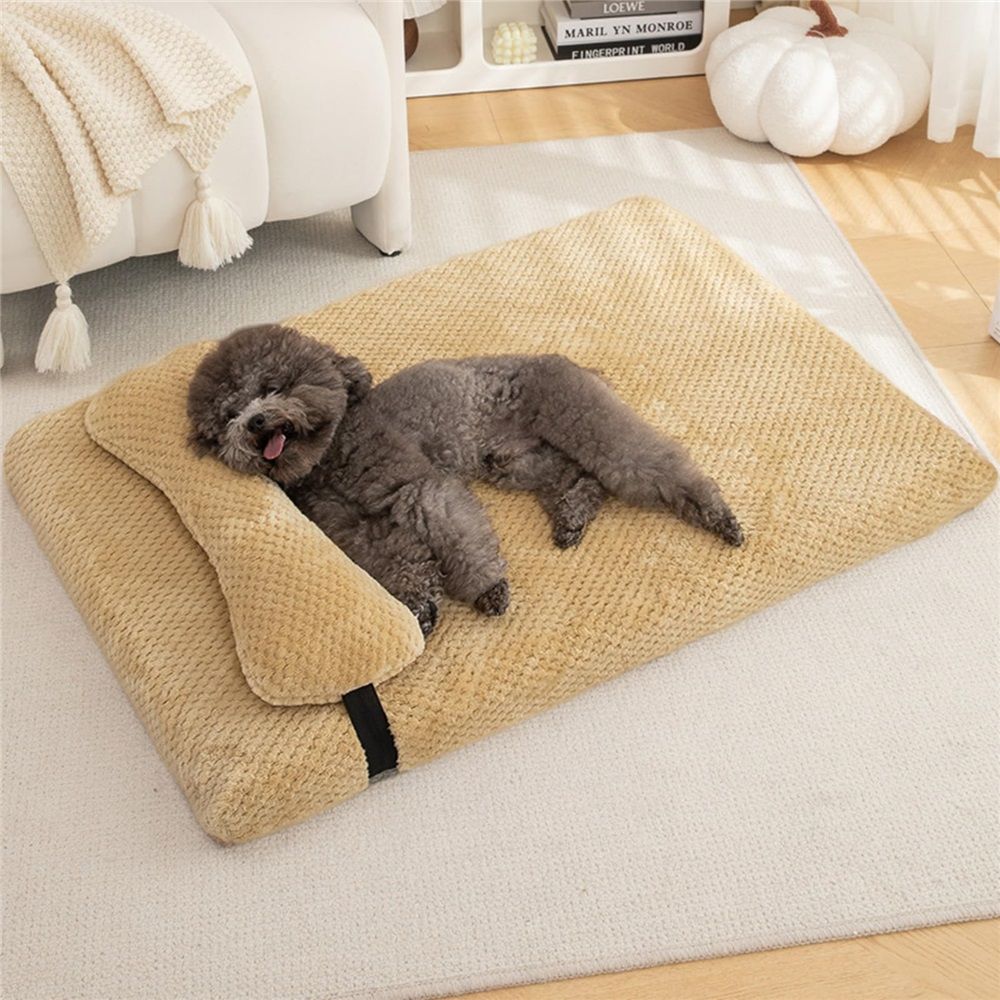 Plush Dog Bed for  Dogs, Memory Foam Dog Bed Mattress with Washable Cover, Non-Slip Pet Bed Mat Suitable for Pets Up, light brown 45X30X5CM