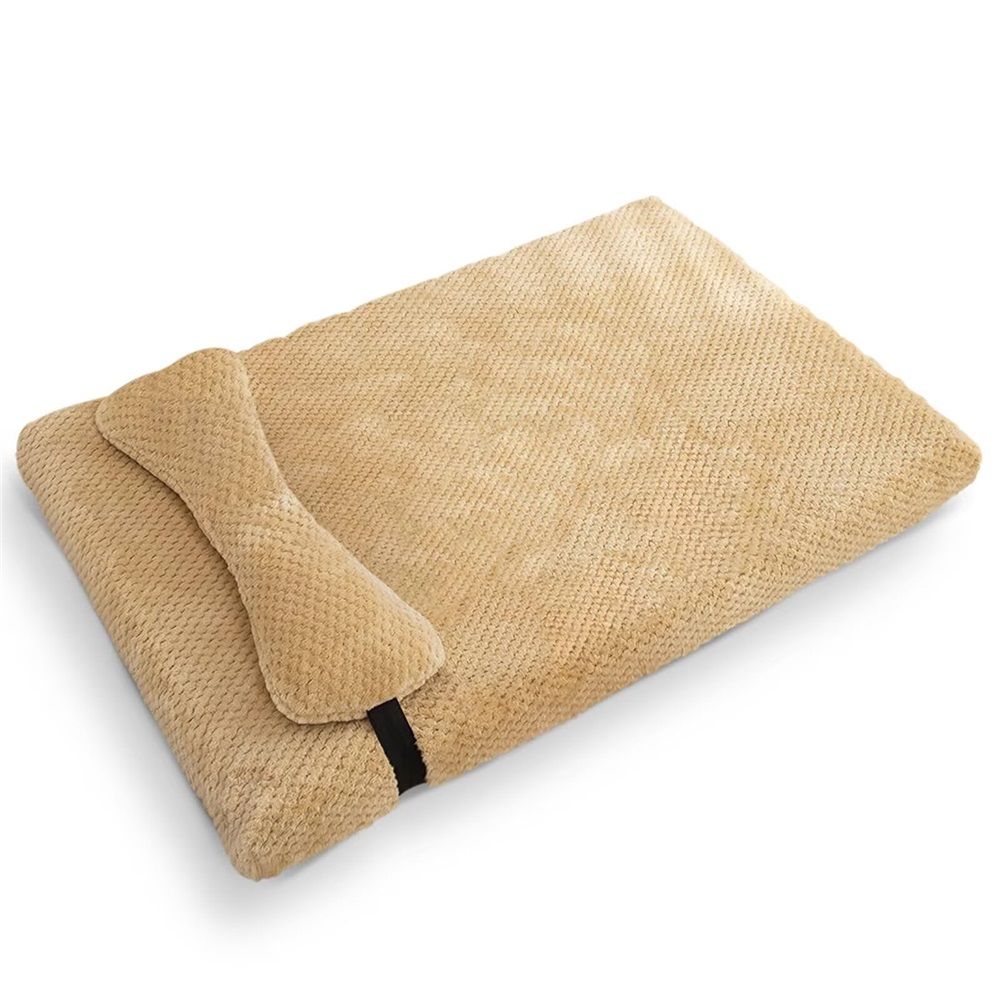 Plush Dog Bed for  Dogs, Memory Foam Dog Bed Mattress with Washable Cover, Non-Slip Pet Bed Mat Suitable for Pets Up, light brown 45X30X5CM