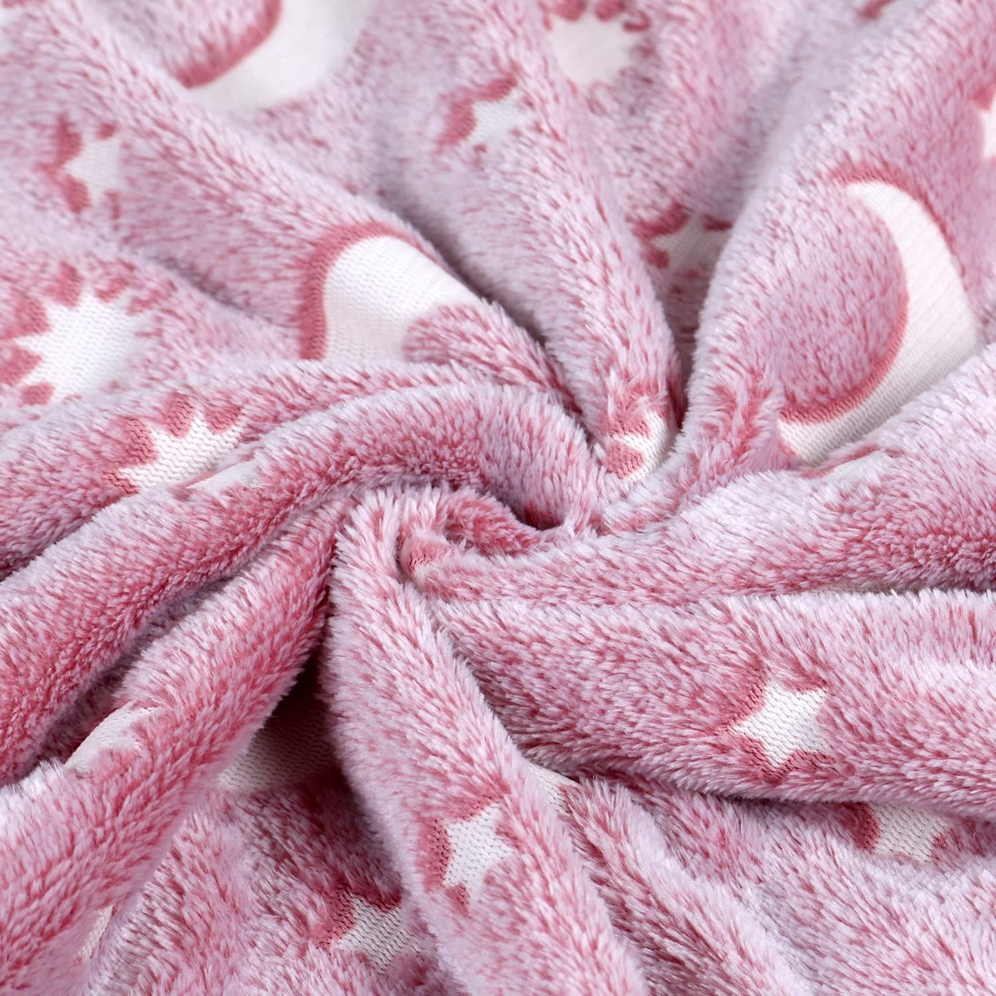 Super Soft Fuzzy Plush Flannel for Girls and Boys Sleeping Snuggle Blanket,All Seasons for Bed or Sofa,152*127CM (Pink Moon)