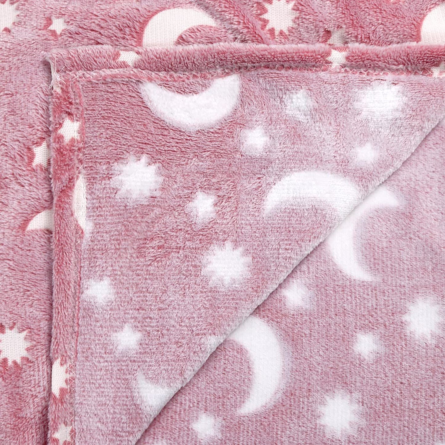 Super Soft Fuzzy Plush Flannel for Girls and Boys Sleeping Snuggle Blanket,All Seasons for Bed or Sofa,152*127CM (Pink Moon)