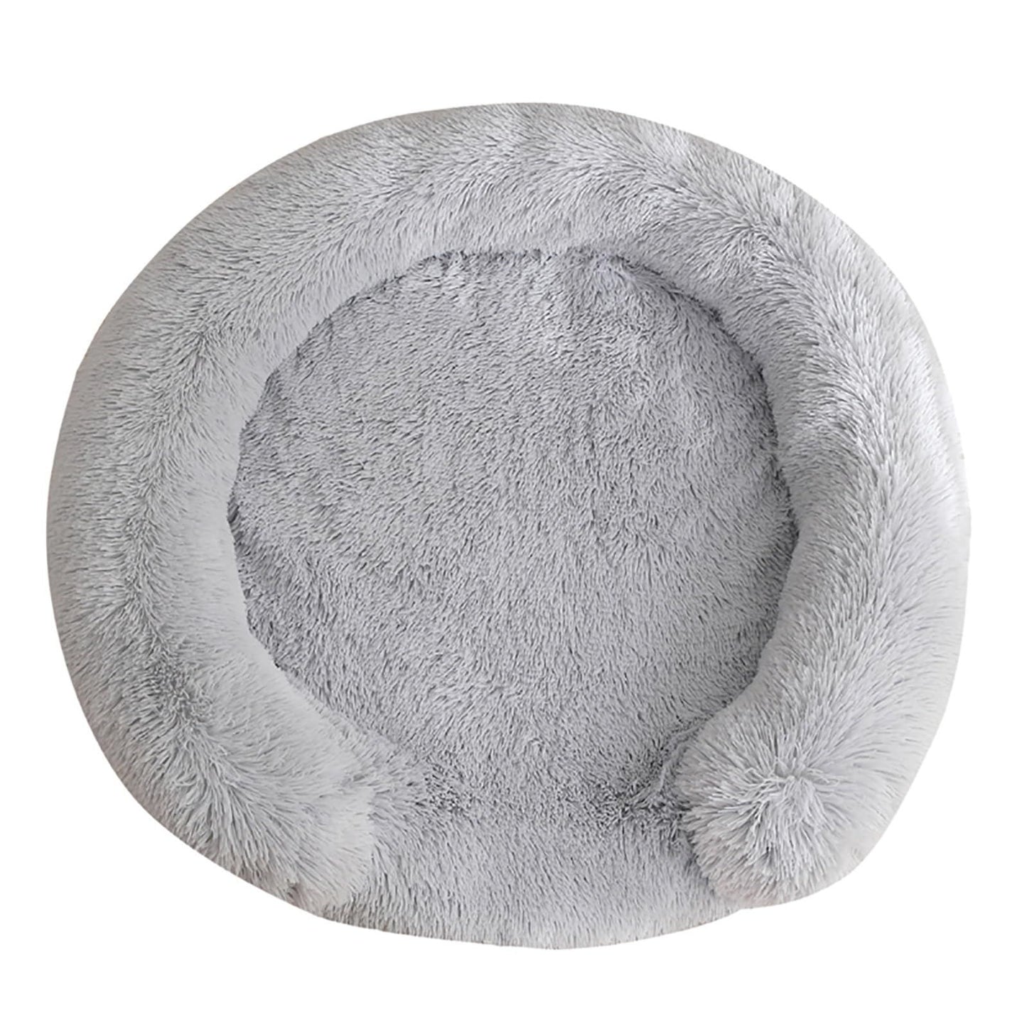 Bedsure Calming Dog Bed for Small Dogs - Donut Washable Small Pet Bed, Anti-Slip Round Fluffy Plush Faux Fur Large Cat Bed, Pale Grey