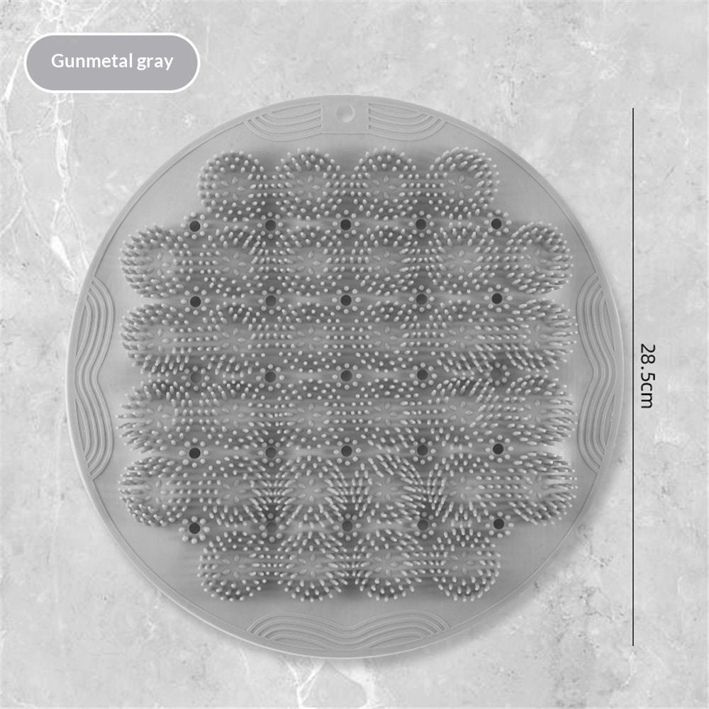 Shower Mat, Round Shower Stall Mat, TPE Bathtub Mat, Non Slip Bath Mat with Suction Cups and Drain Holes, Machine Washable for Bathroom Bathtub Swimming Pool(Gray)