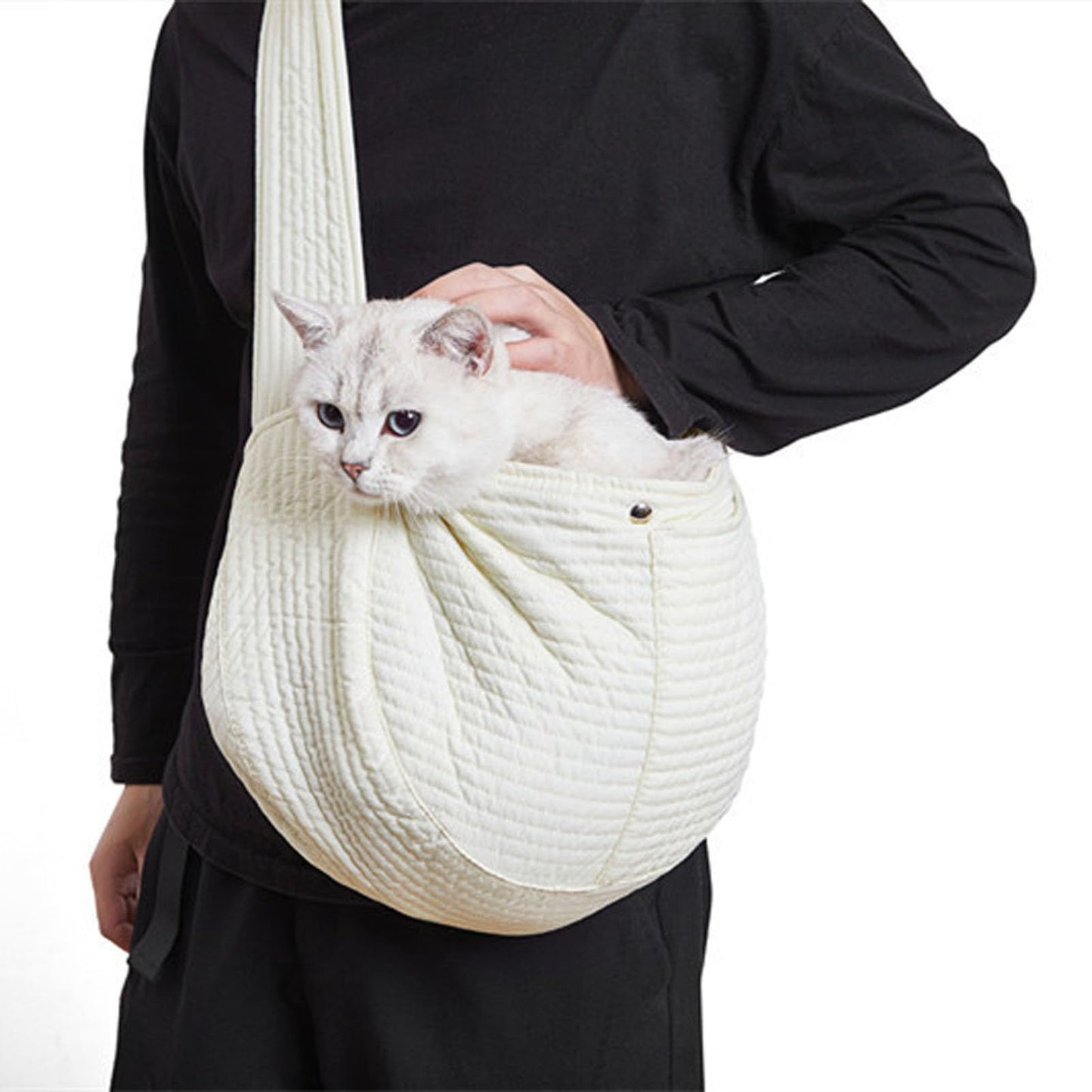 Pet Carrier Bags Large-Capacity Pet Travel Carrier Portable Outdoor Dog Crossbody Bags Pet Carrier Tote for Cats Dogs Outdoor Subway Shopping Hiking Traveling (white, small)