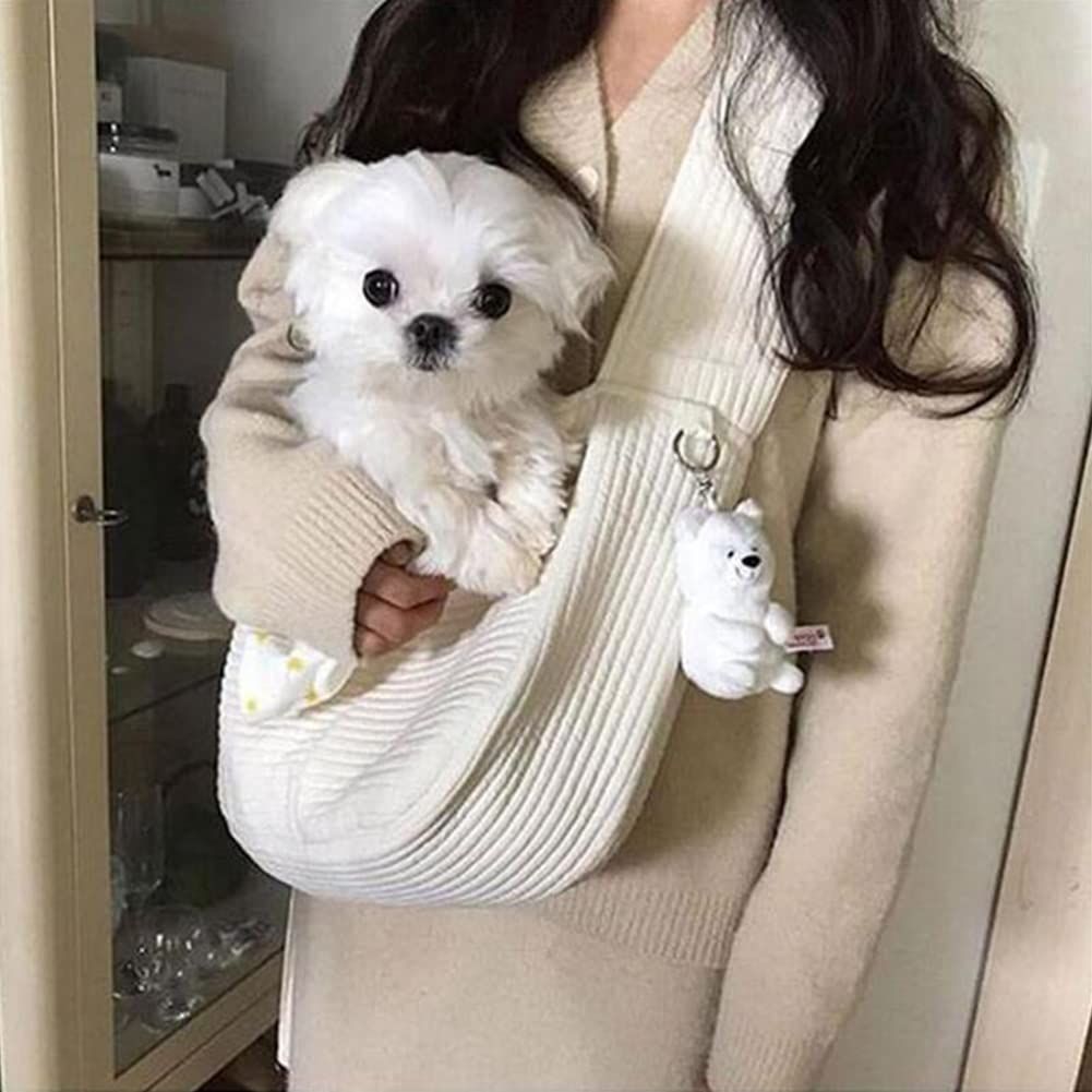 Pet Carrier Bags Large-Capacity Pet Travel Carrier Portable Outdoor Dog Crossbody Bags Pet Carrier Tote for Cats Dogs Outdoor Subway Shopping Hiking Traveling (white, small)