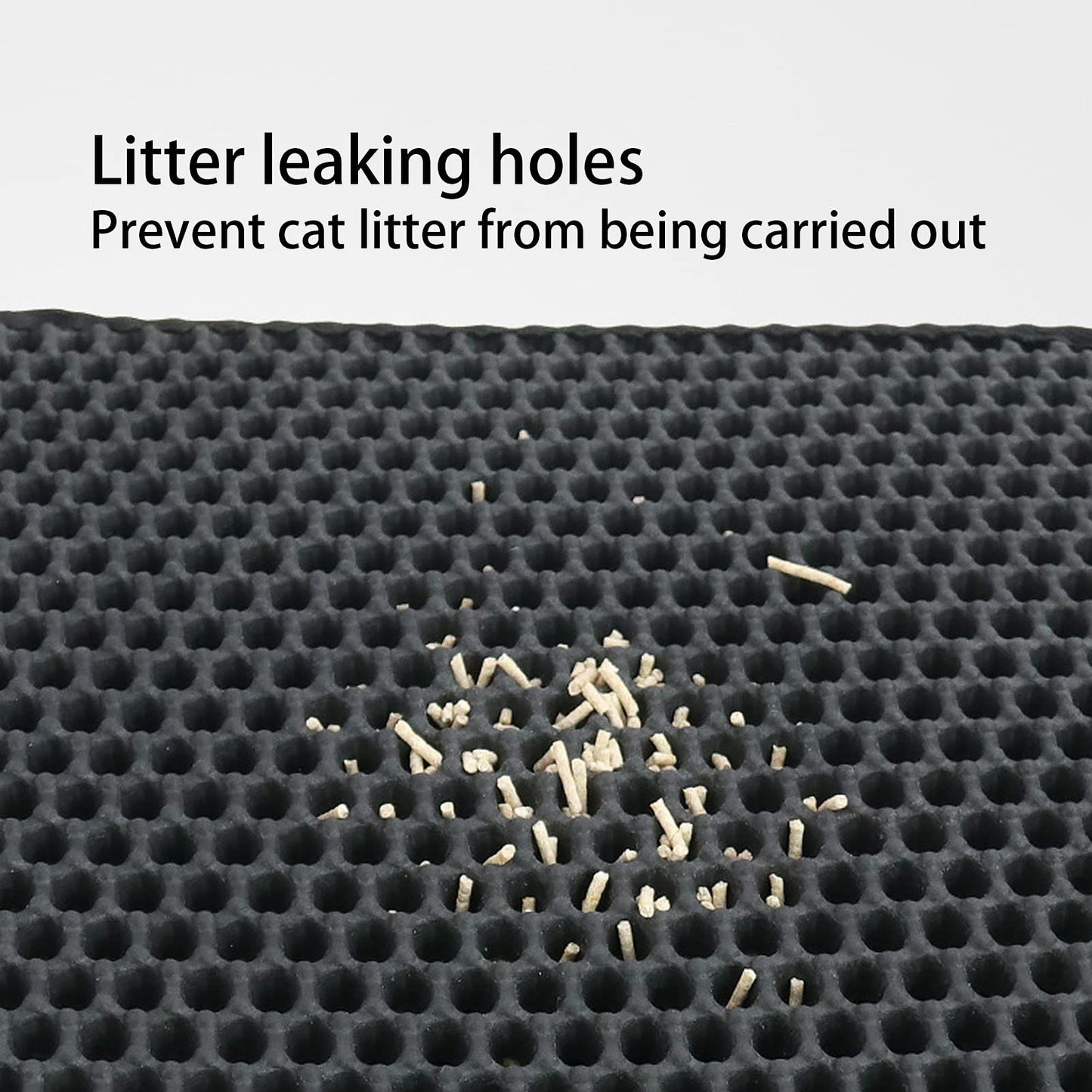 Cat Litter Mat,Double Layer Honeycomb Cat Litter Trapping Mat, Non Slip Waterproof Urine Proof Cat Litter Box Mat for Floor, Kitty Litter Rug, Cat Supplies, Black 30*30cm