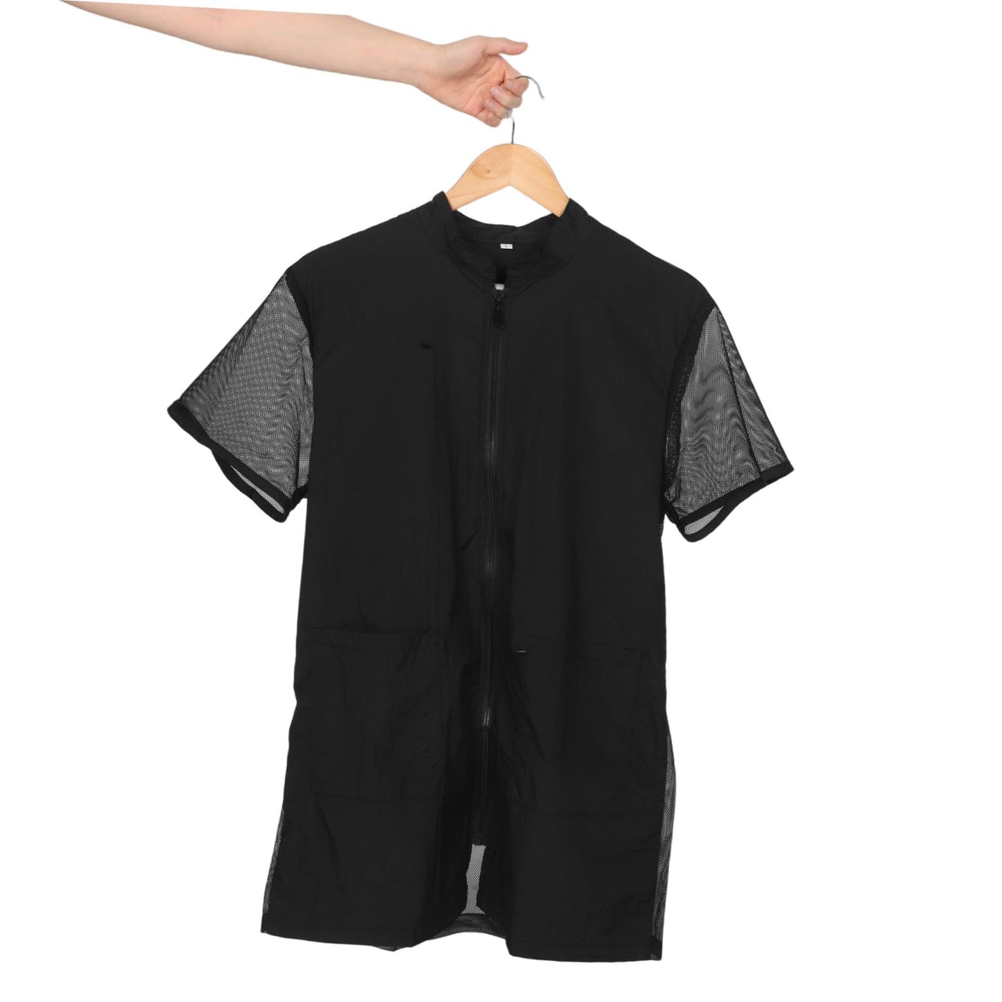 Pet Grooming Workwear with Full Zipper, Lightweight Splash Proof Short & Long Sleeves Hair Grooming Smock Jacket（black M）