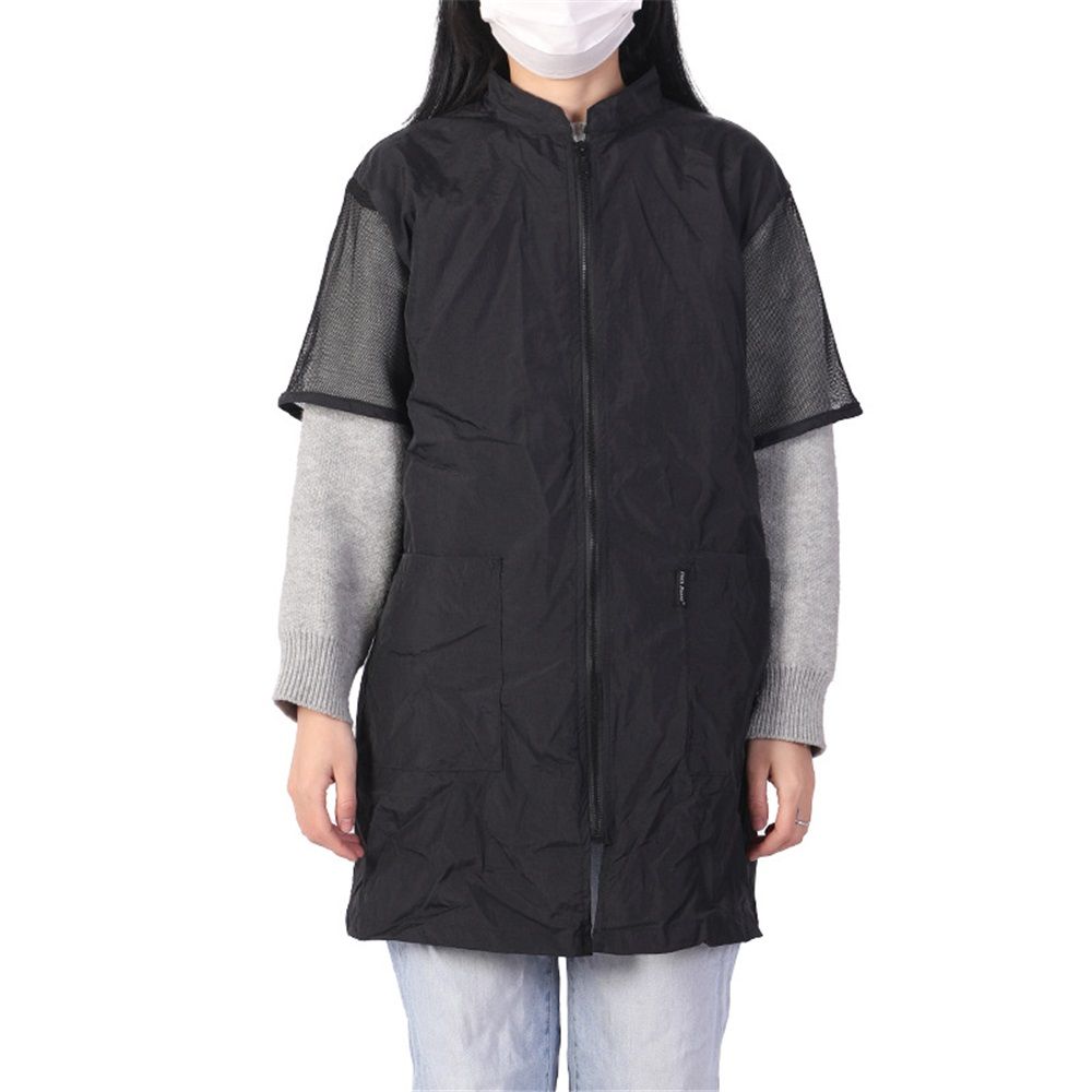 Pet Grooming Workwear with Full Zipper, Lightweight Splash Proof Short & Long Sleeves Hair Grooming Smock Jacket（black M）