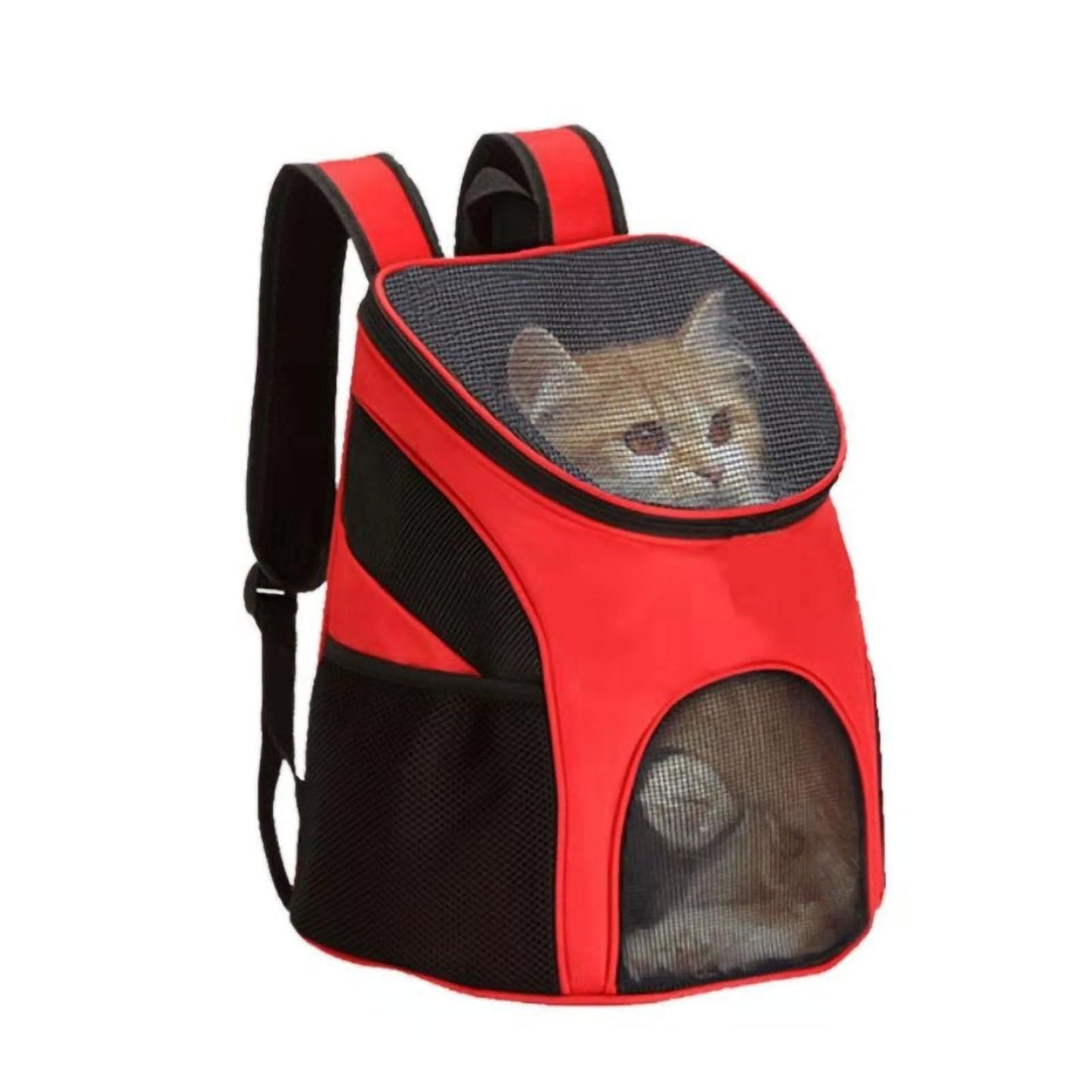 Small Dogs and Cat Backpack Carrier,Pet Backpack Carrier, Ventilated, Safety Strap, Buckle Support Designed for Hiking Travel Camping Outdoor,  Red