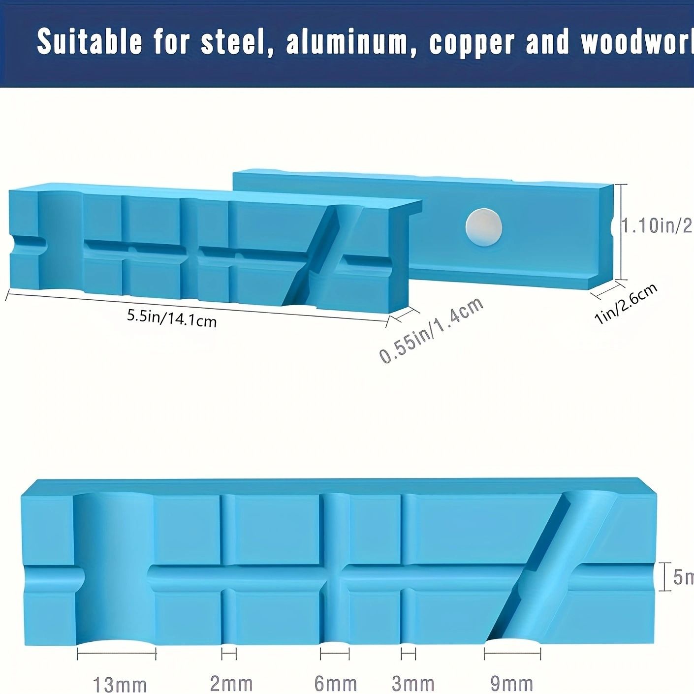 5.5"  Jaws, Magnetic Universal  Soft Jaws Pads, with Multiple Angle Grooves Design, Multipurpose - Use on any Metal Vise, Used for woodworking, golf, jewelry making, piping (1 pair)