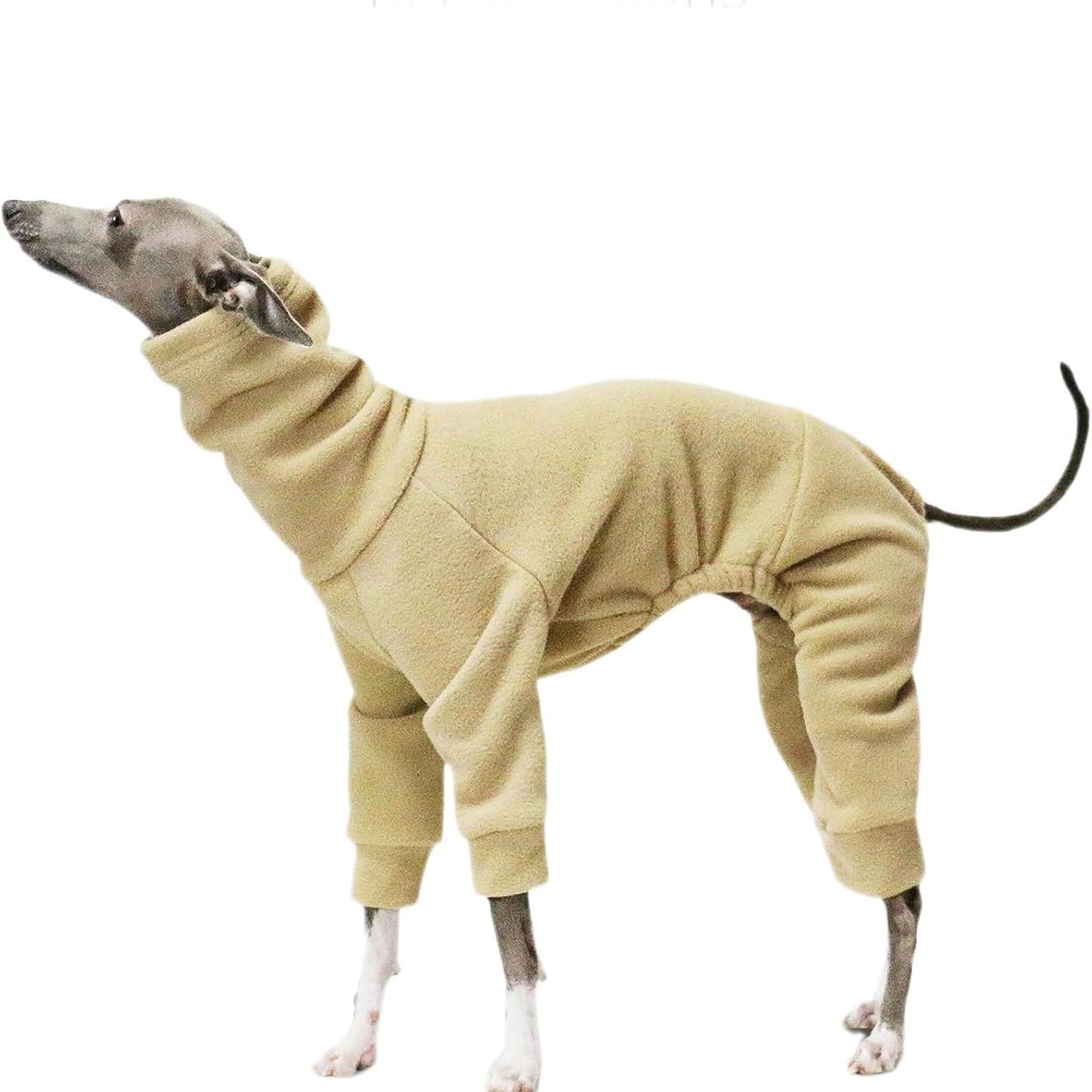 High neck pullover jumpsuit, thickened high neck four legged suit, khaki warm pet clothing, small (khaki M)