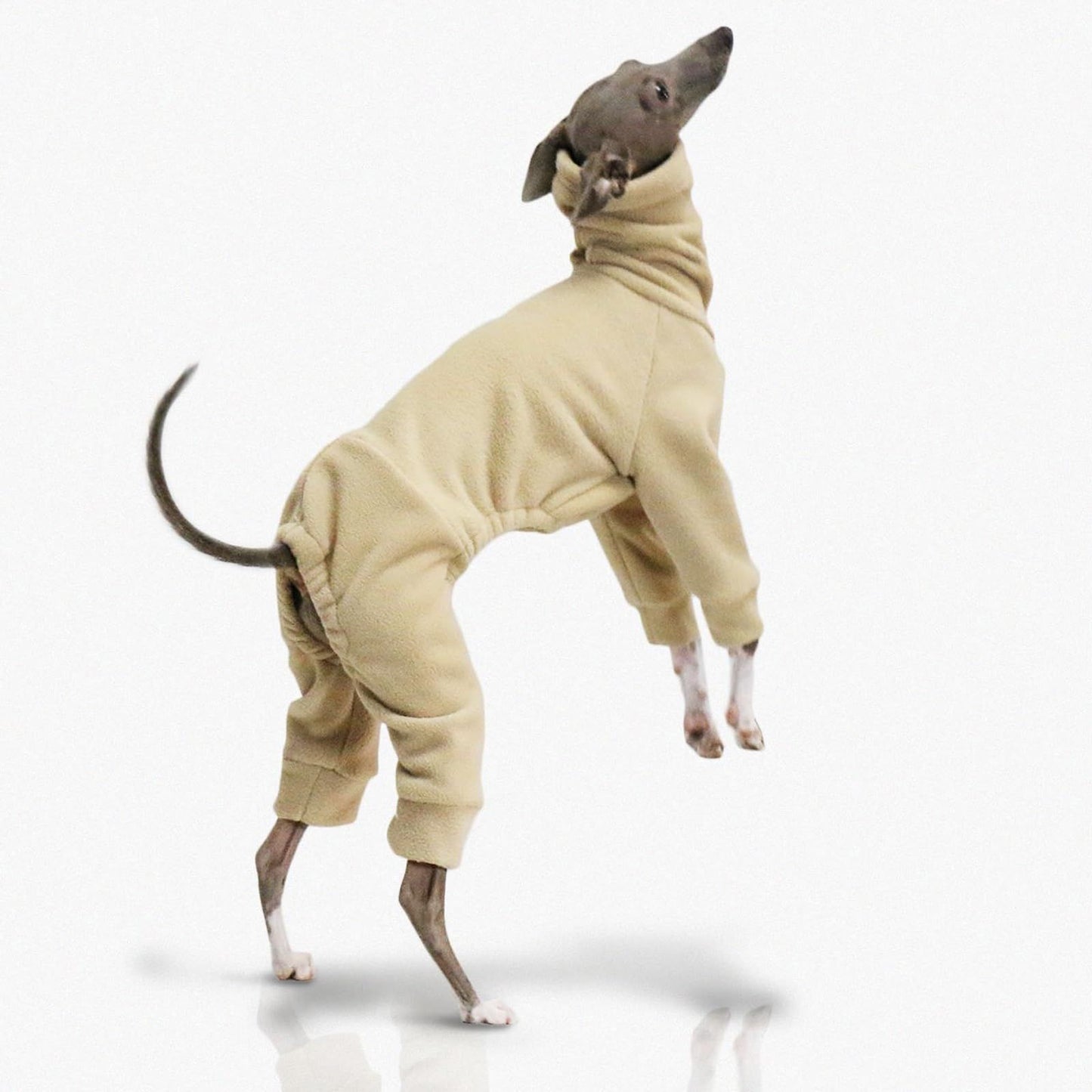 High neck pullover jumpsuit, thickened high neck four legged suit, khaki warm pet clothing, small (khaki M)