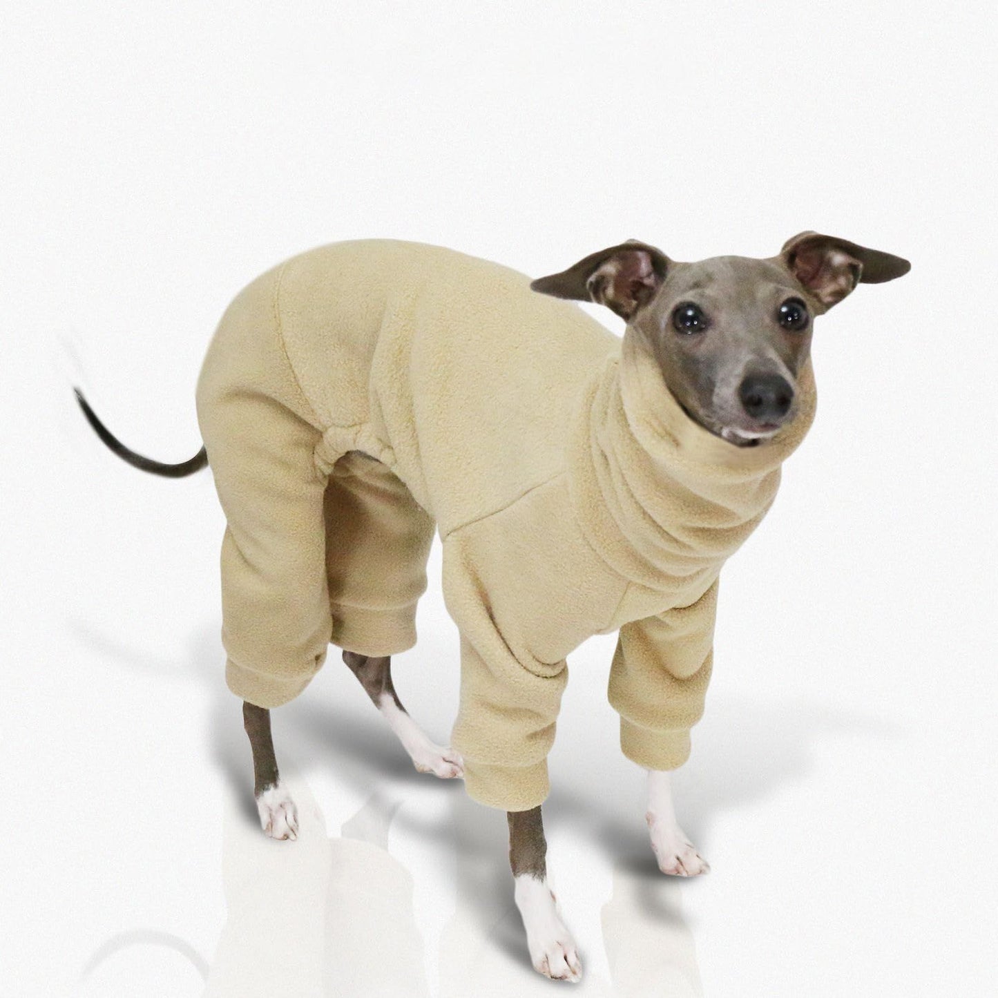 High neck pullover jumpsuit, thickened high neck four legged suit, khaki warm pet clothing, small (khaki M)