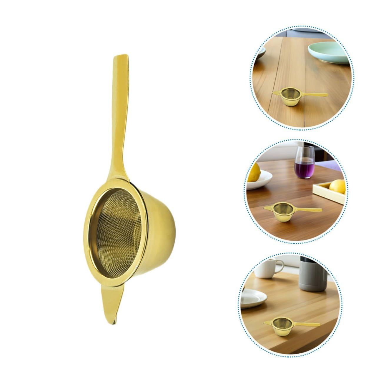 2pcs mini matcha sifter  - 304 stainless steel- brakes clumps in your matcha, tea strainer, cocktail strainer with base, Gold