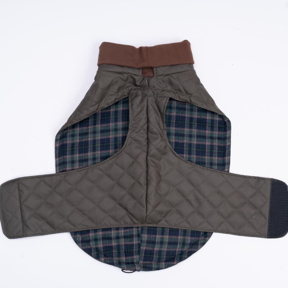 Dog Coat, Dog Jacket for Winter , Coat with Harness Hole, Reversible Plaid Checkered Warm Fluffy Heavy Duty for Puppy, M, olive green