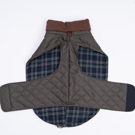 Dog Coat, Dog Jacket for Winter , Coat with Harness Hole, Reversible Plaid Checkered Warm Fluffy Heavy Duty for Puppy, M, olive green