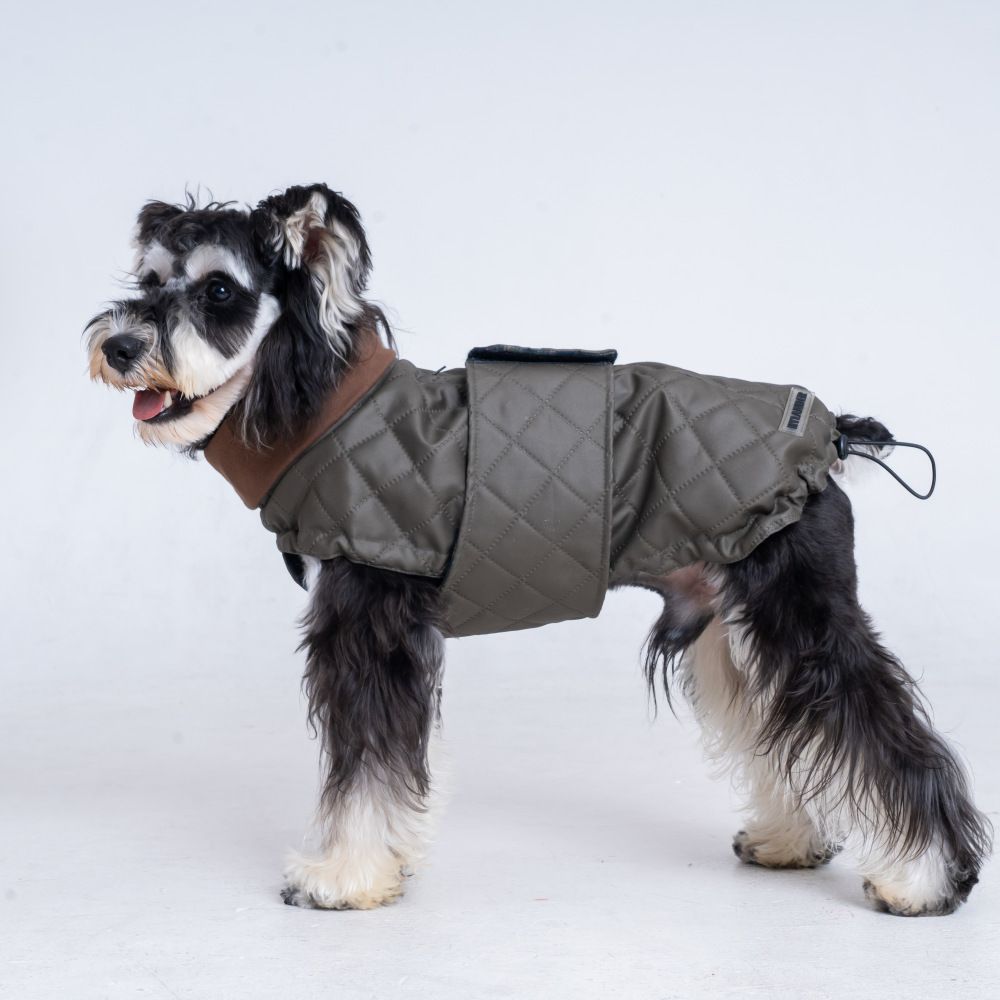Dog Coat, Dog Jacket for Winter , Coat with Harness Hole, Reversible Plaid Checkered Warm Fluffy Heavy Duty for Puppy, M, olive green