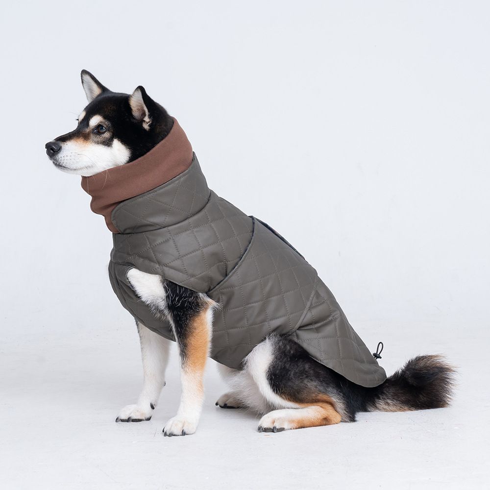 Dog Coat, Dog Jacket for Winter , Coat with Harness Hole, Reversible Plaid Checkered Warm Fluffy Heavy Duty for Puppy, M, olive green