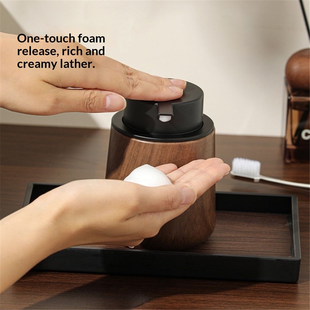 Lotion Dispenser - 250ML Refillable Hand Soap Dispenser Bathroom, Modern Liquid Soap Dispenser with Pump, Dish Dispenser for Kitchen,Walnut wood grain